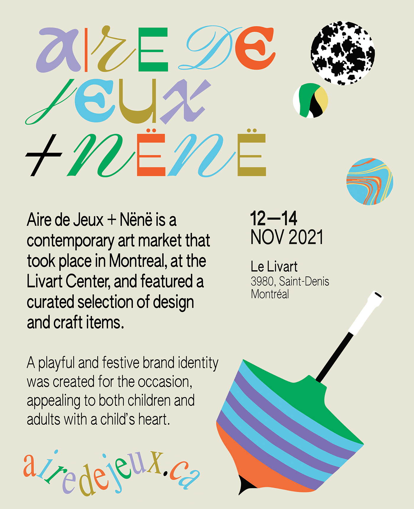brand identity branding  contemporary art festival festive Games market Montreal Playful typography  
