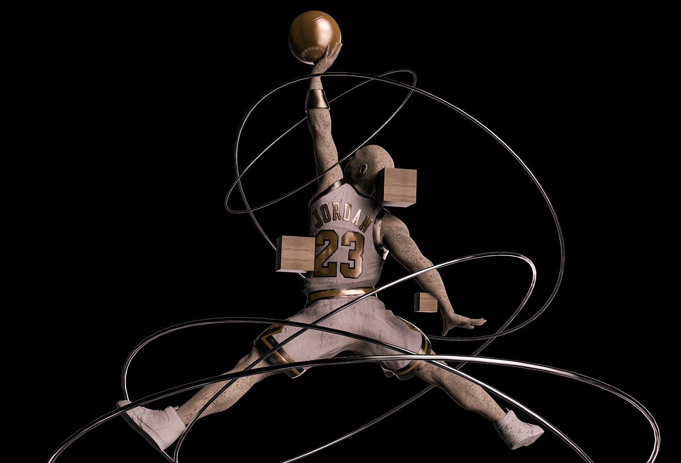 notorious jordan Nike nastplas basketball jumpman design Architectonic sculpture 3D