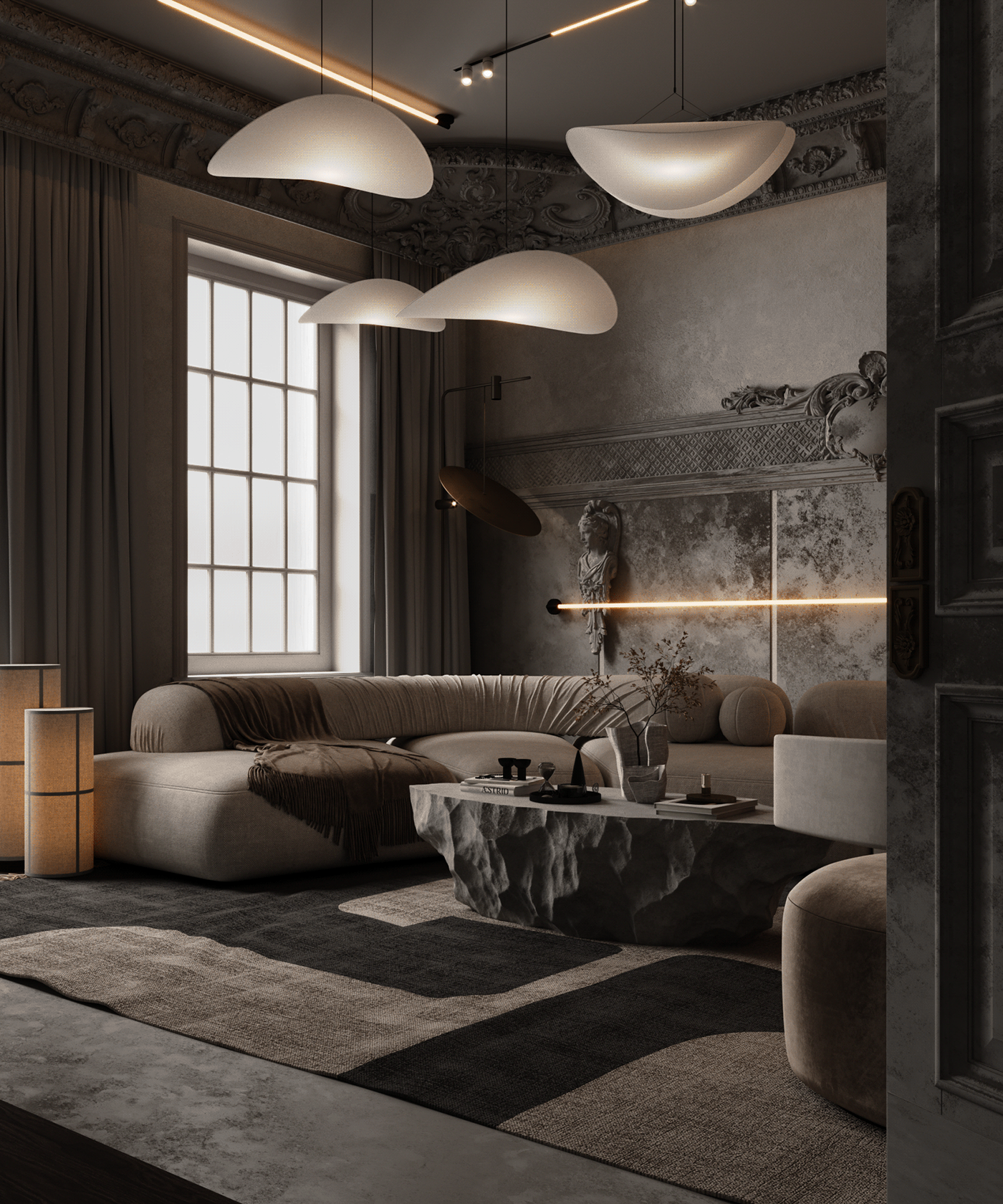 Interior interior design  visualization Render 3ds max corona living room modern architecture CGI
