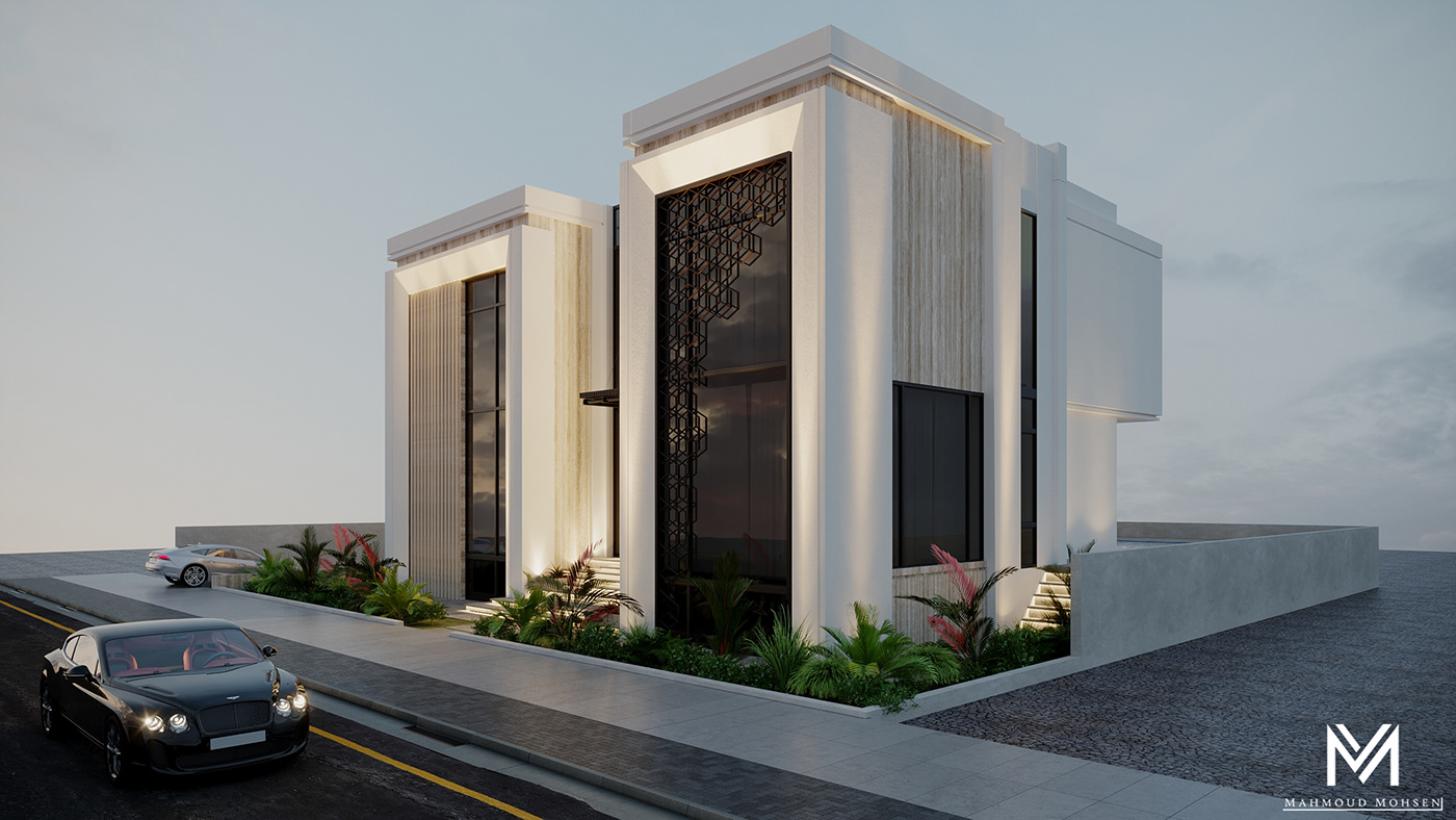 exterior Villa modern architecture interior design  3ds max Render 3D corona