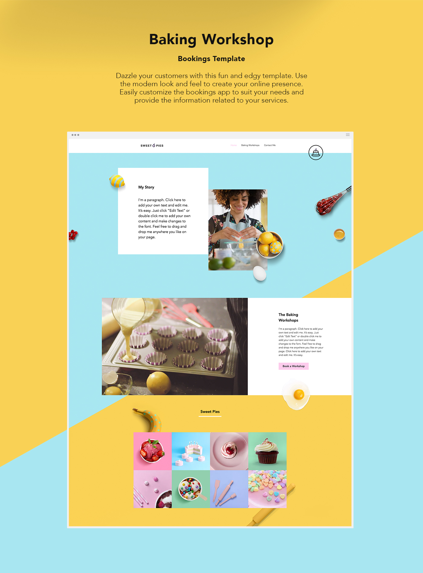 baking Booking Template sweet pies wix.com template pies