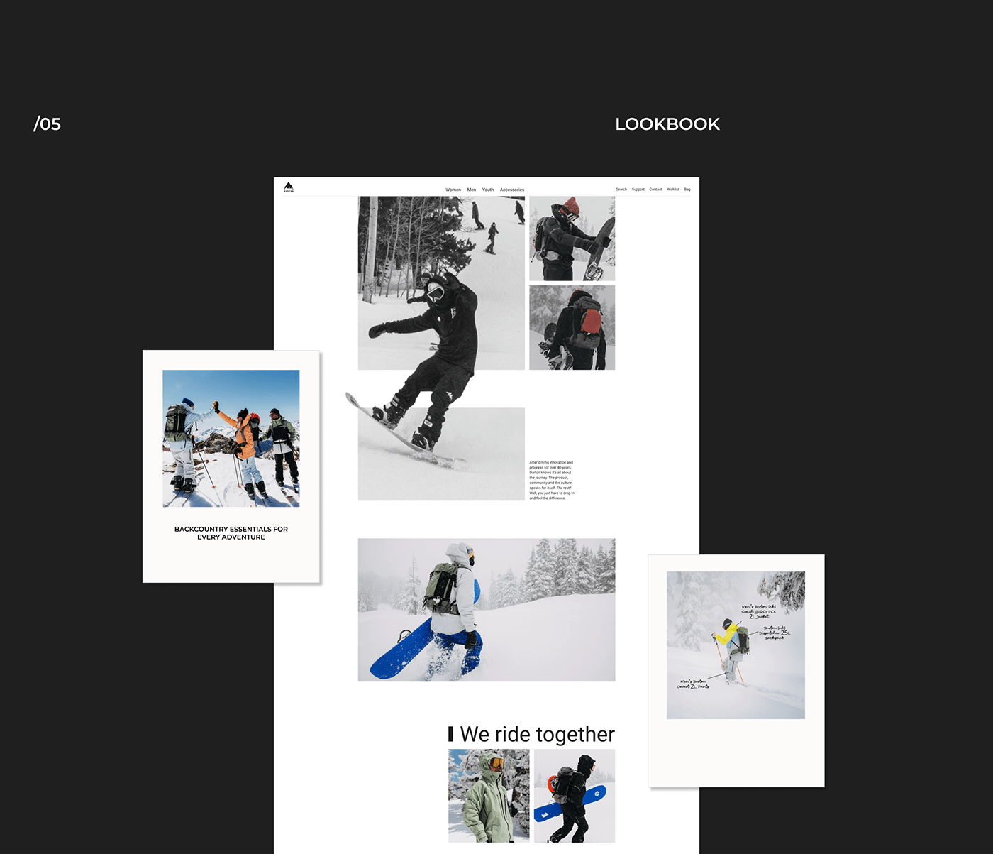 burton e-commerce redesign snow snowboard sports UI/UX Web Design  winter