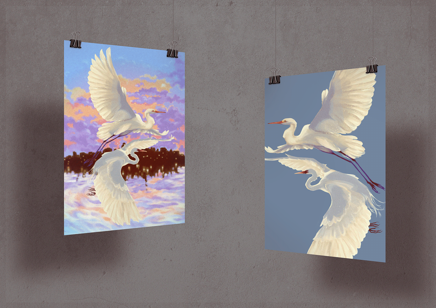birds colorfull Digital Art  digital illustration ILLUSTRATION  Nature poster White bird