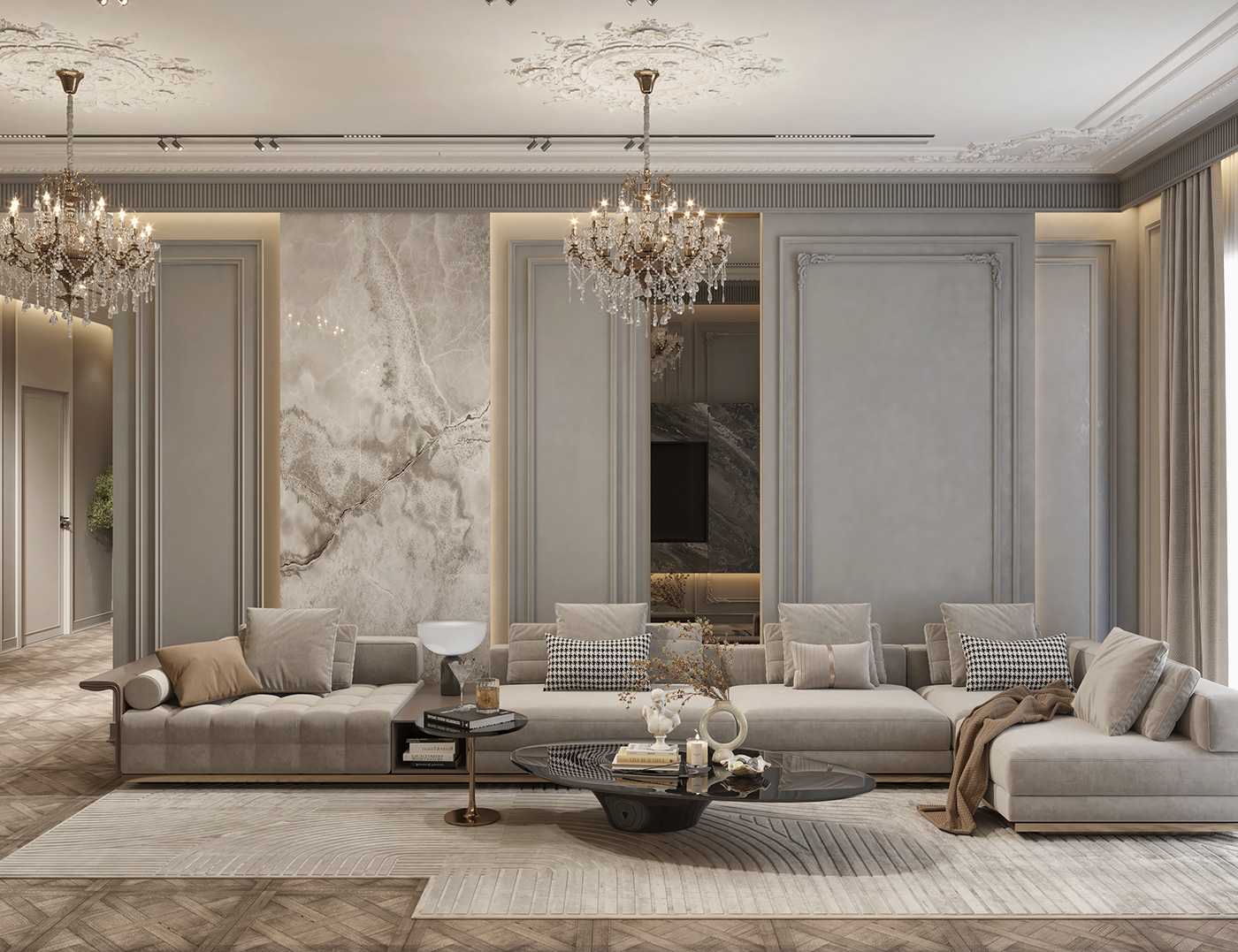 interior design  interiordesign Render visualization architecture neoclassic Classic indoor living room livingroom