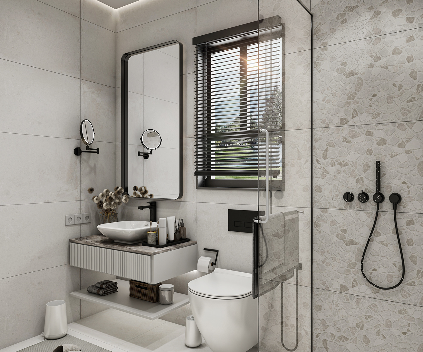 Sink bathroom interior design  visualization bathroom design Villa KSA Qatar 3D UAE