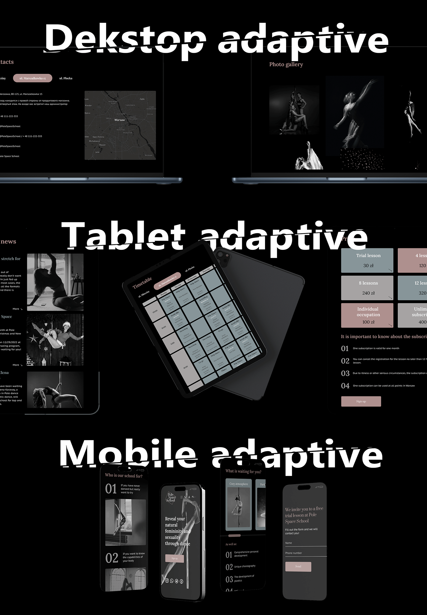 DANCE   Dekstop design mobile design photoshop pole dance prototype tablet desing  UI/UX Web Design  xD