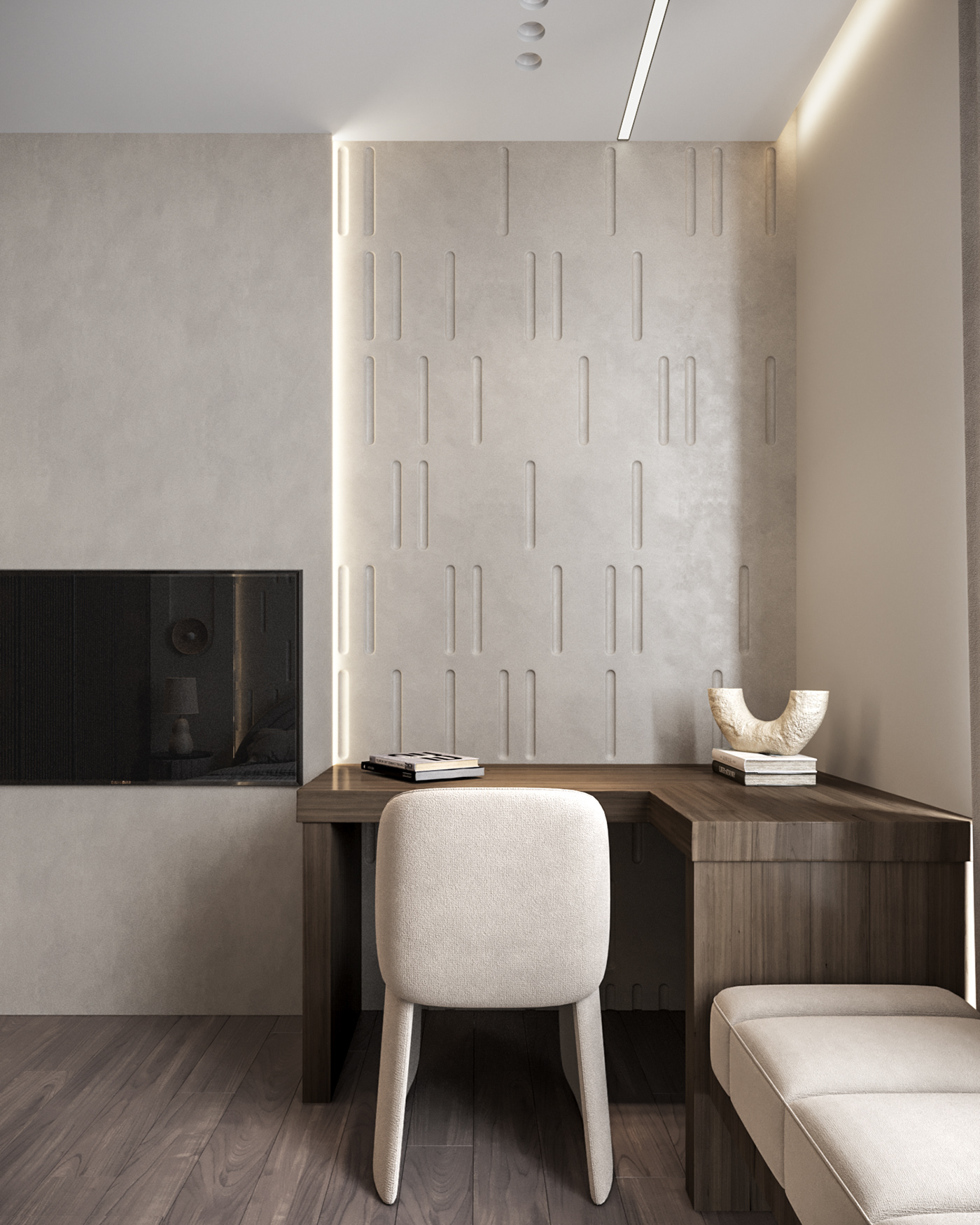 visualization minimalist simple modern architecture 3ds max corona Render warm colors