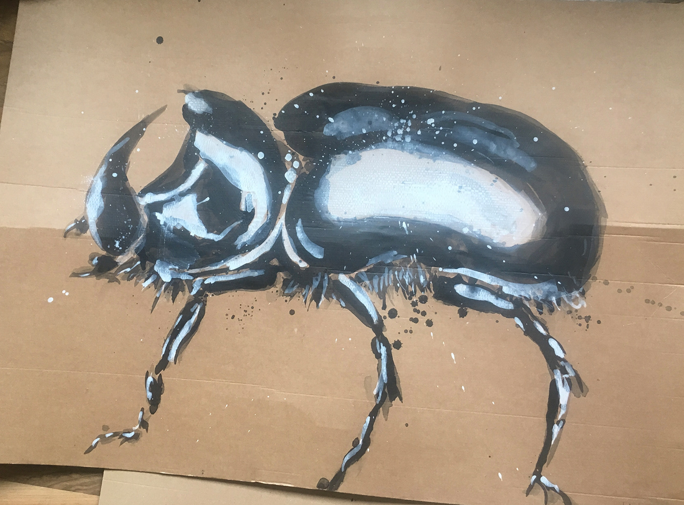 acrylicpainting art blackandwhite cardboard painting  