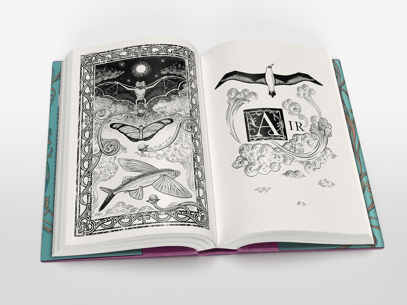 animal Bestiary book cover book design endpapers medieval ornate science scientific illustration zoology