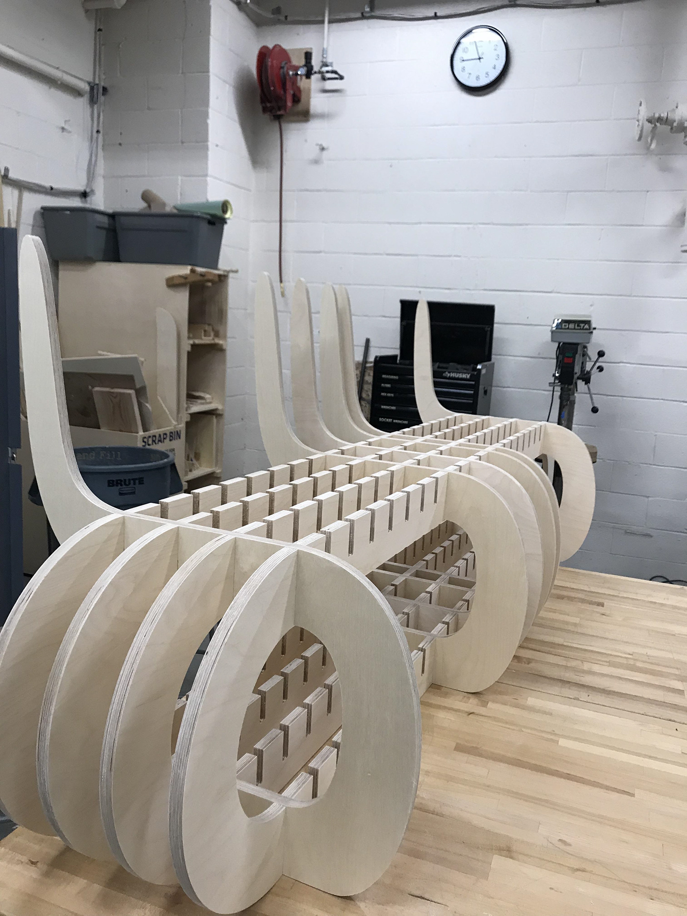 bench birch cnc furniture modular pattern plywood