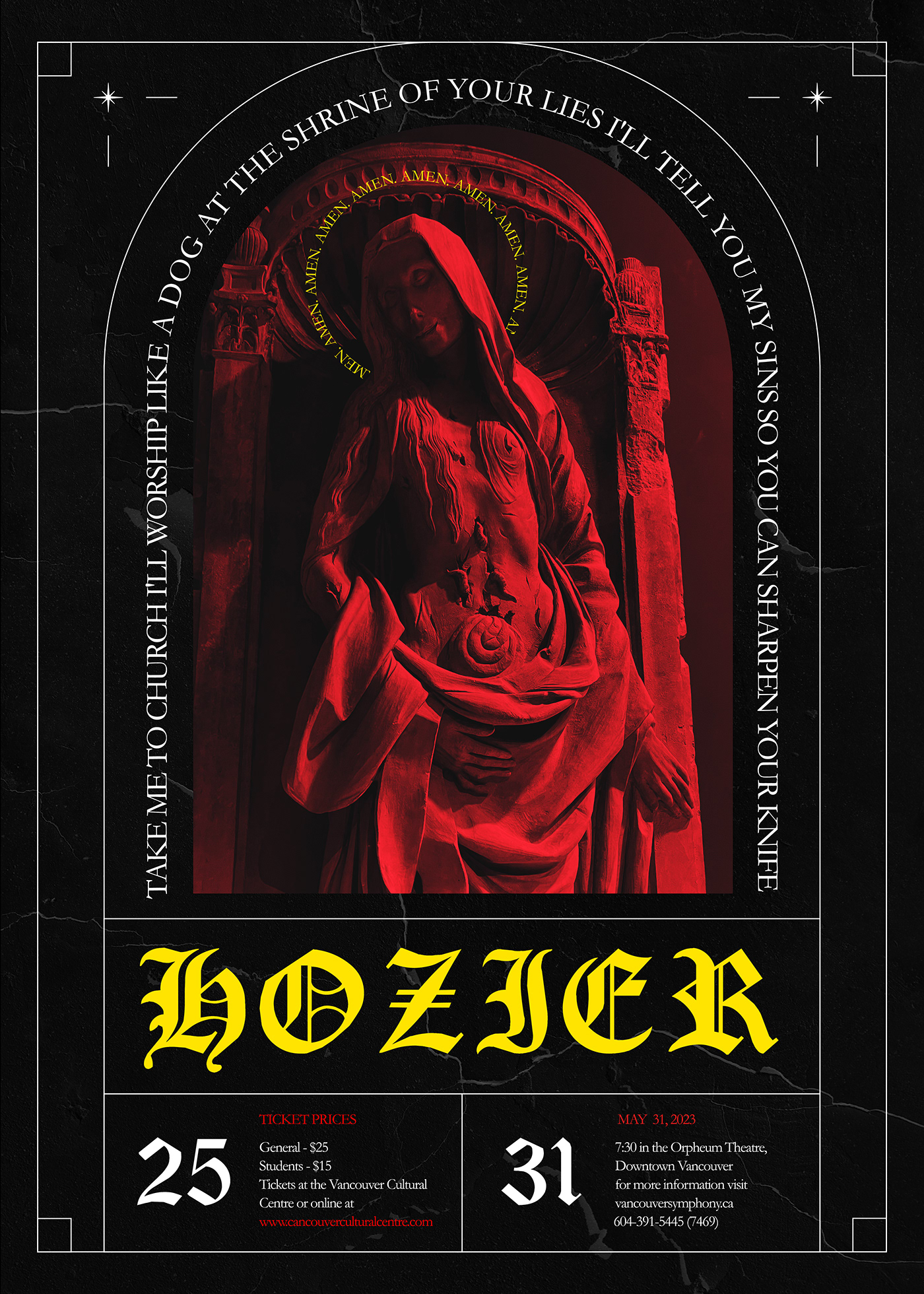 church Hozier gothic poster music concert Event banner red