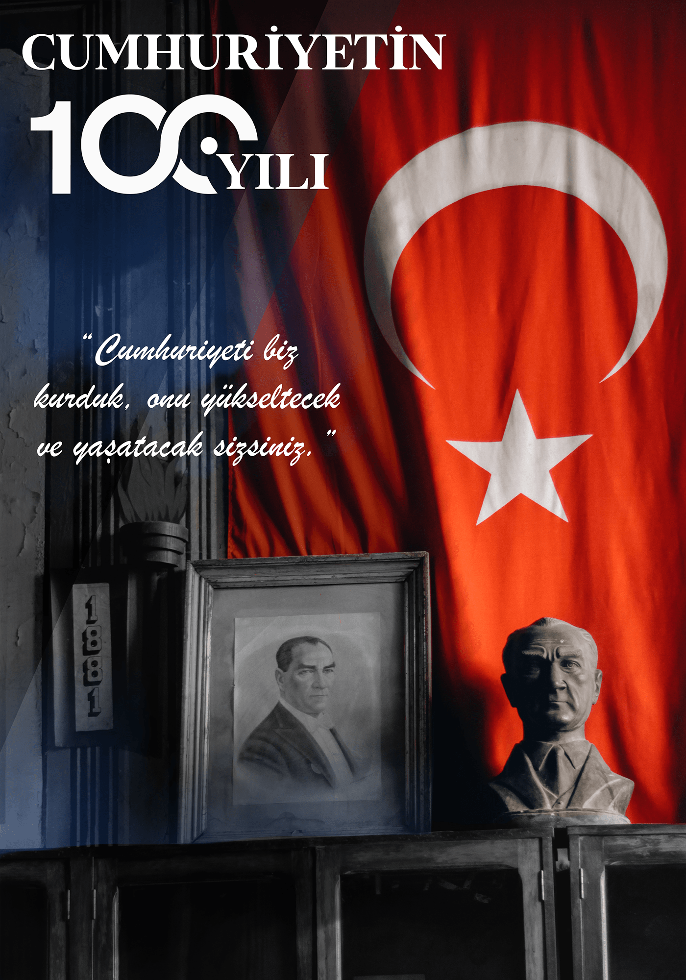 cumhuriyet bayramı 100.yıl Ataturk Mustafa Kemal Atatürk cumhuriyet Afiş Poster Design Graphic Designer Social media post türkiye
