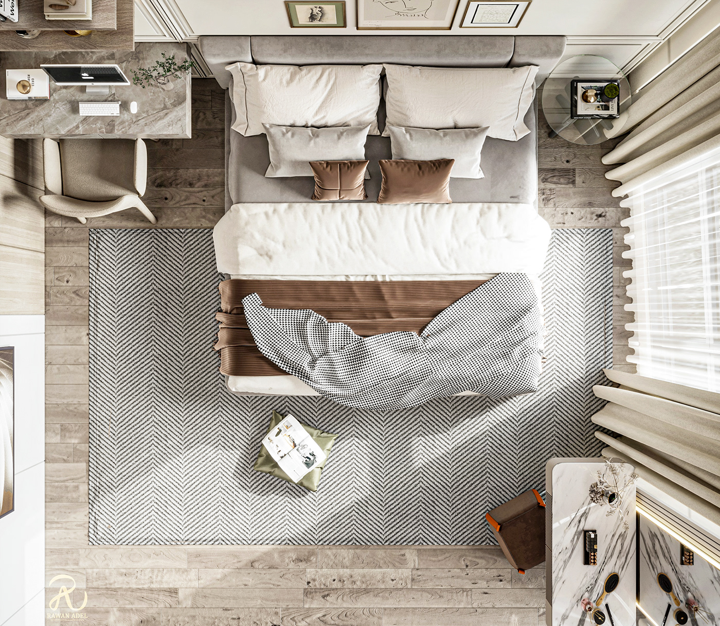 bedroom design Bedroom interior visualization architecture interior design  Render 3ds max corona modern newclassic bedroom