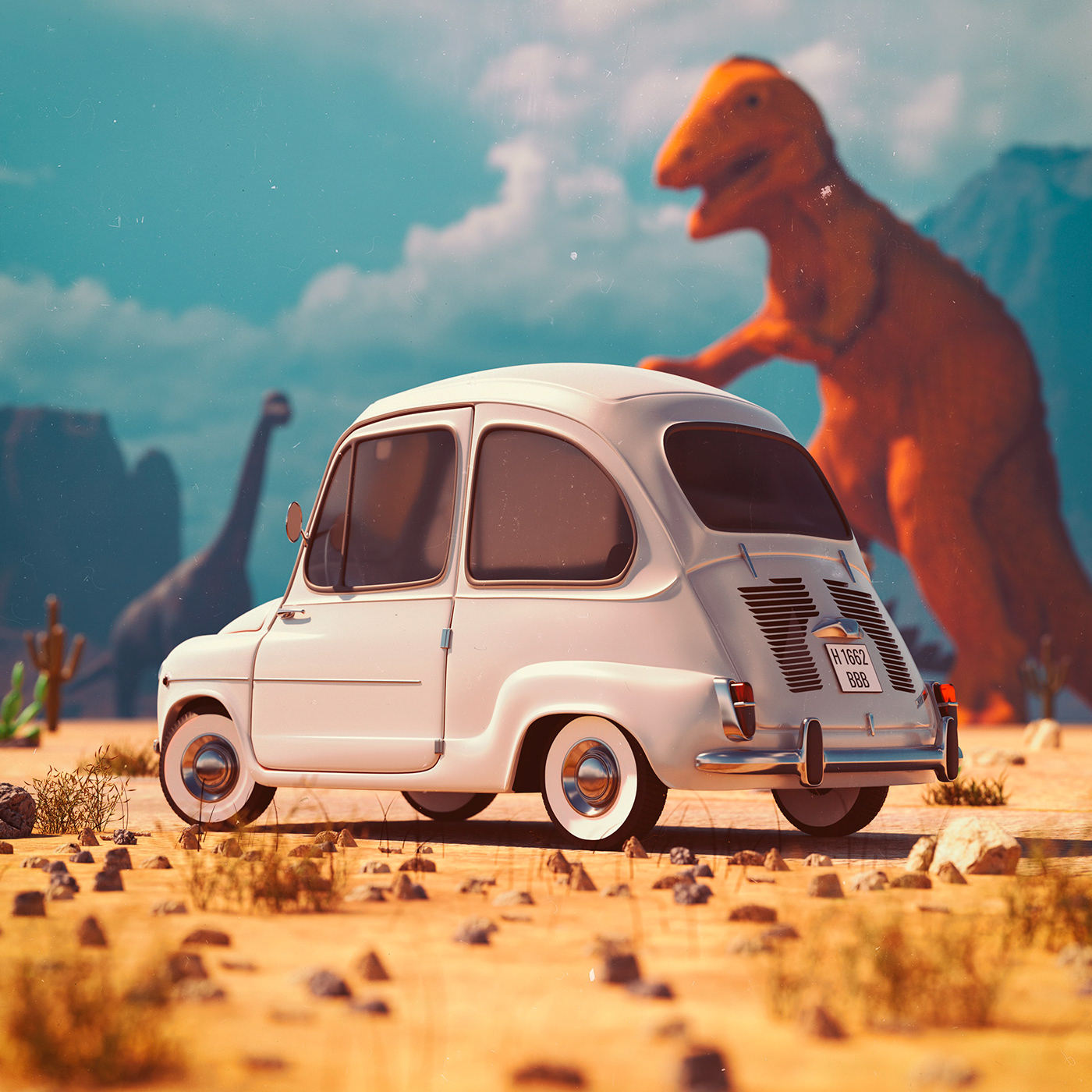 3D animation  b3d blender car desert Landscape substance Travel