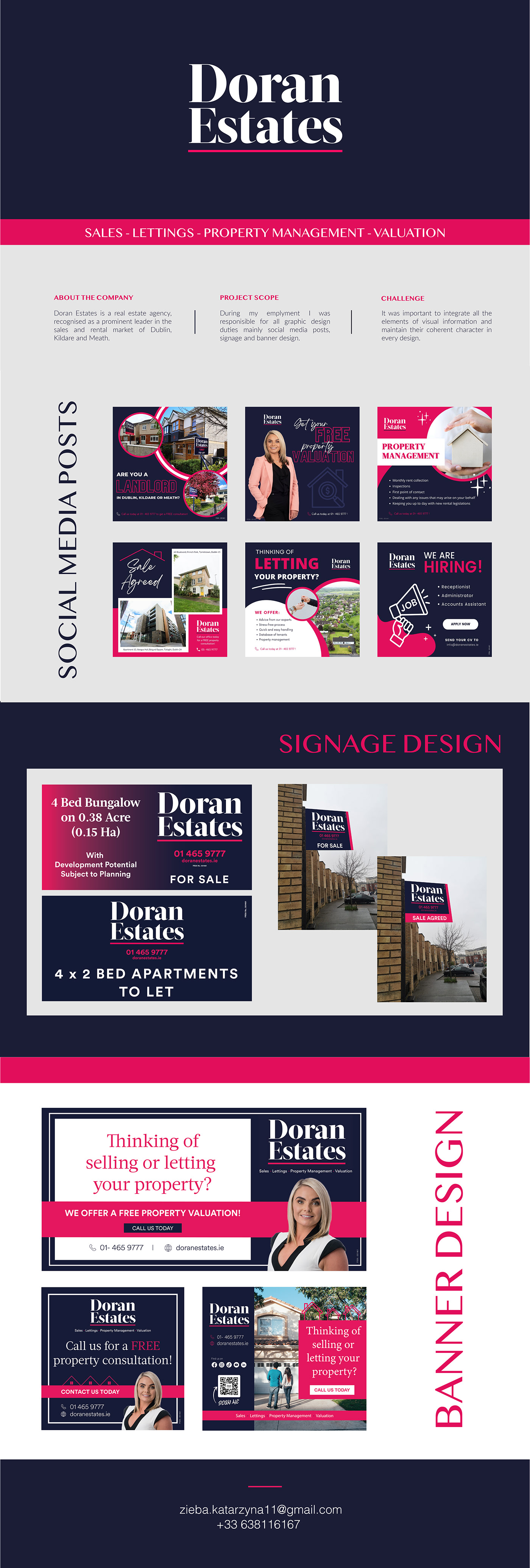 Branding for real estate company including social media posts, banners and signage