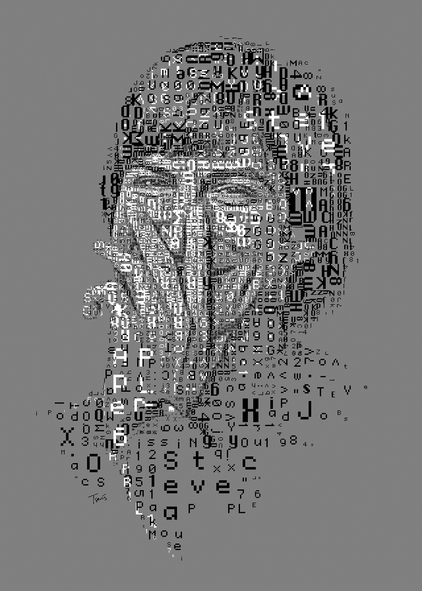 photomosaic Steve Jobs apple Macintosh lettering posters fonts History of computing cyberculture 80s black and white