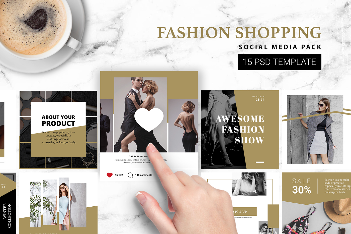 instagram template social Mockup smart object Fashion  Shopping