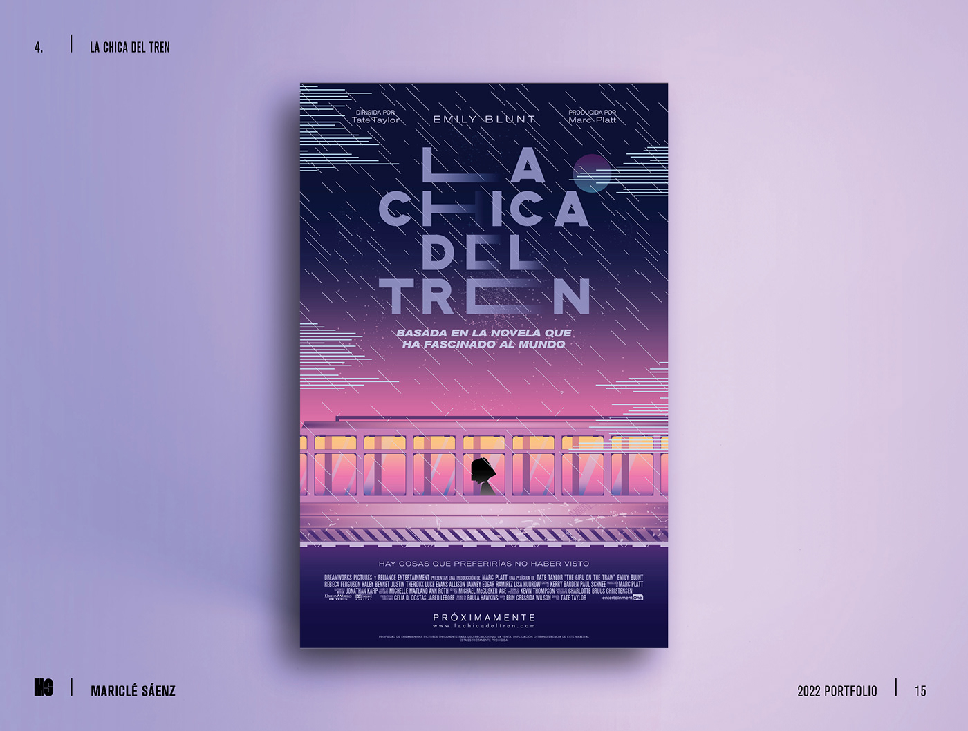 Poster design and a digital illustration of a girl in a train

