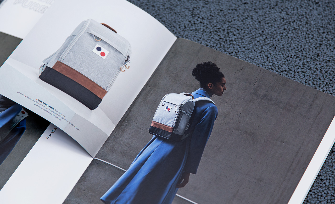 pinqponq backpack Lookbook cologne Layout editorial format brochure softtouch typography  