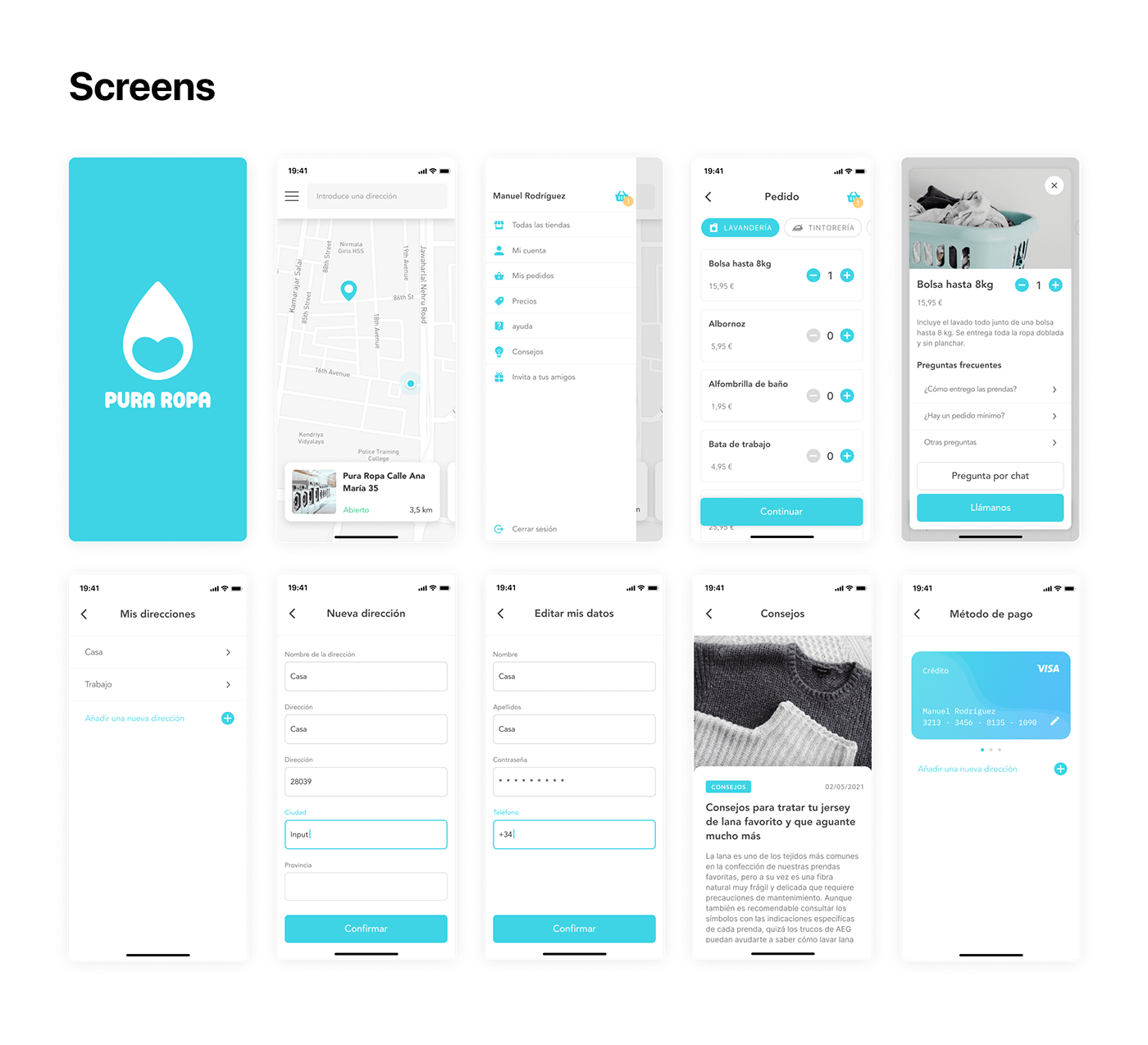 app coporate design laundry minimal Mobile app modern product design  UX UI vidual identity