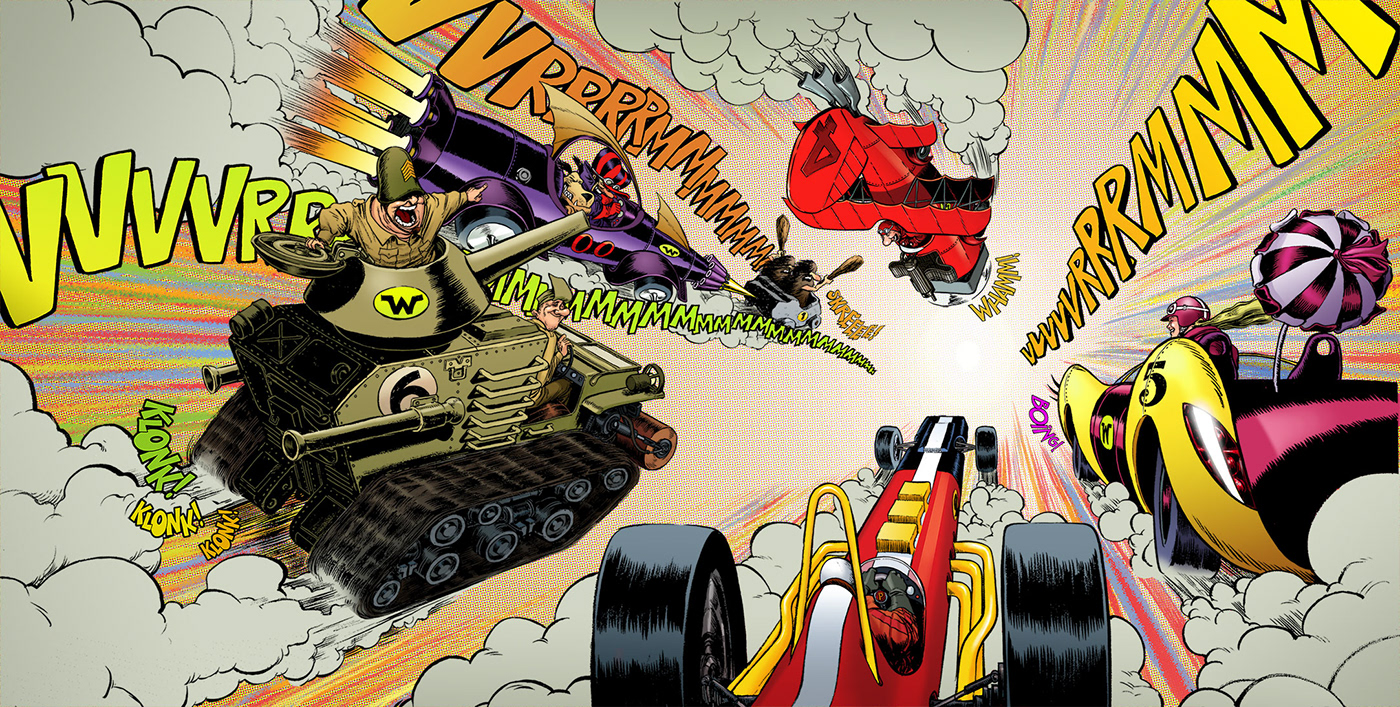 ad campaign Advertising  artwork dick dastardly Hanna Barbera ILLUSTRATION  ink mutley TRADITIONAL ART Wacky Races