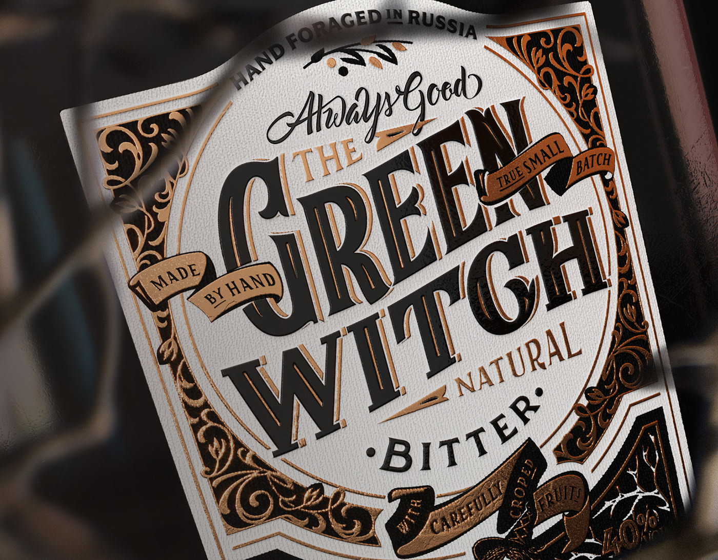 green witch bitter bottle natural Spirits drink handmade lettering