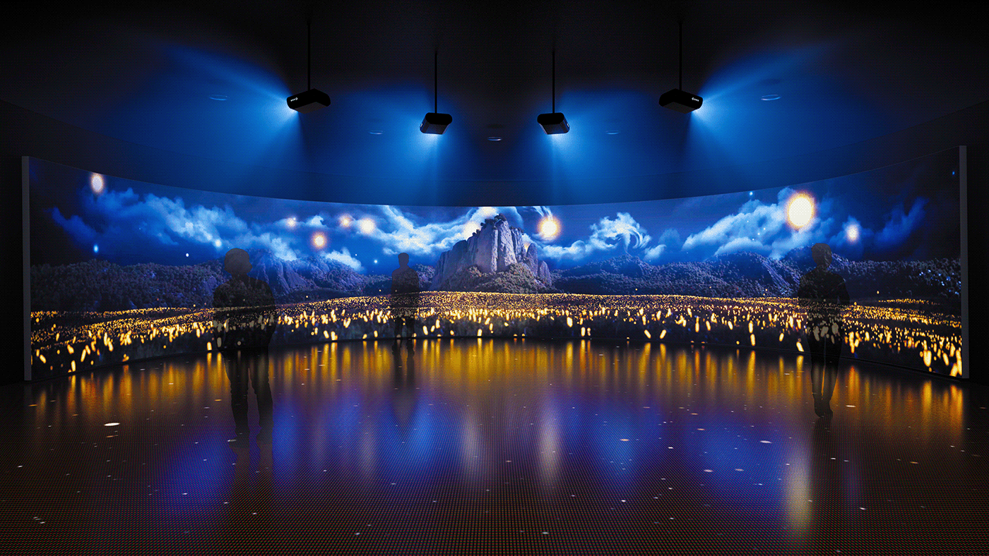 projection mapping 3D cinema 4d motion graphics  Exhibition  redshift octane 3d animation artwork interactive