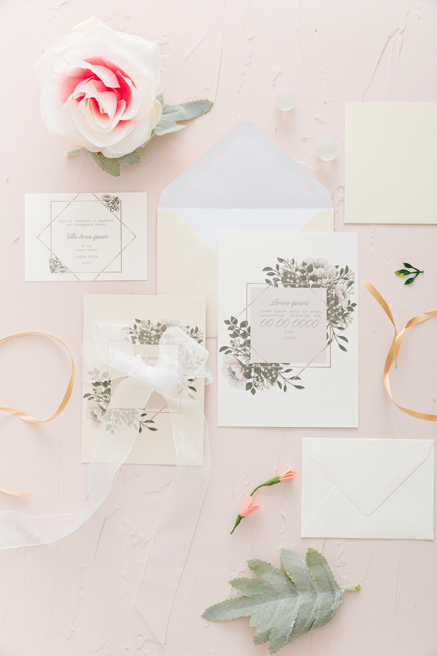 colors Flowers Illustrator partecipazionidinozze photoshop pink promises wedding weddingcards White