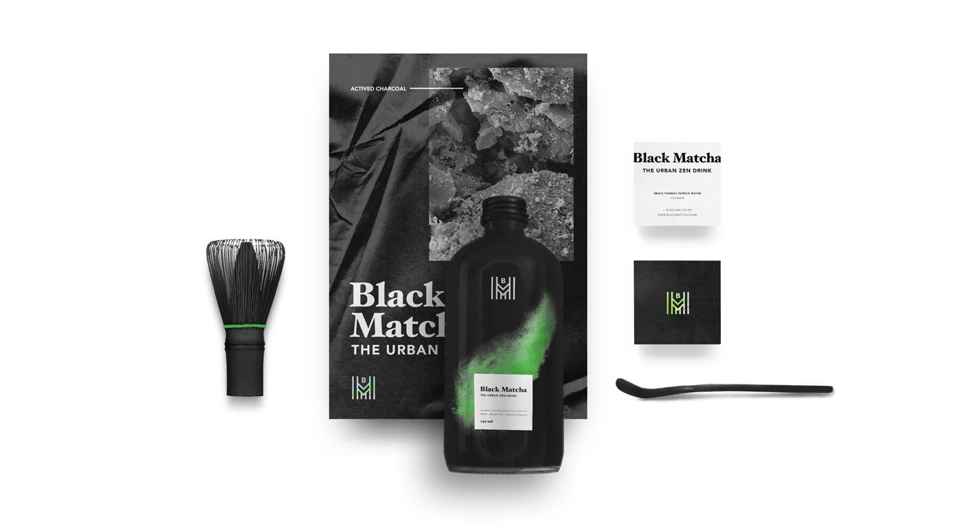 beverage black branding  concept design identity Identity Design matcha Packaging product design 
