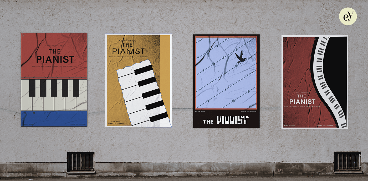 Pianist movie poster modernism style