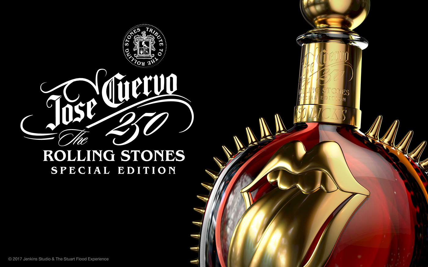 premium brand Tequila jose cuervo alcohol spirtis glass bottle gold rolling stones