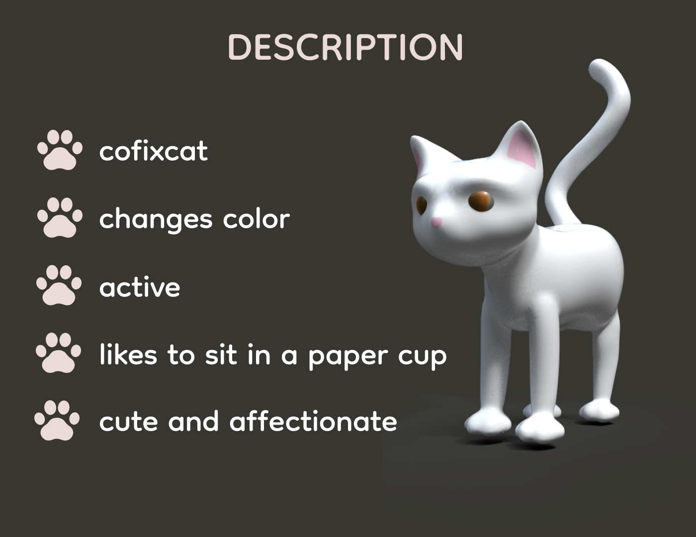Mascot COFIX Coffee cafe adobe illustrator Cat 3D 3dmodeling Zbrush sketchfab