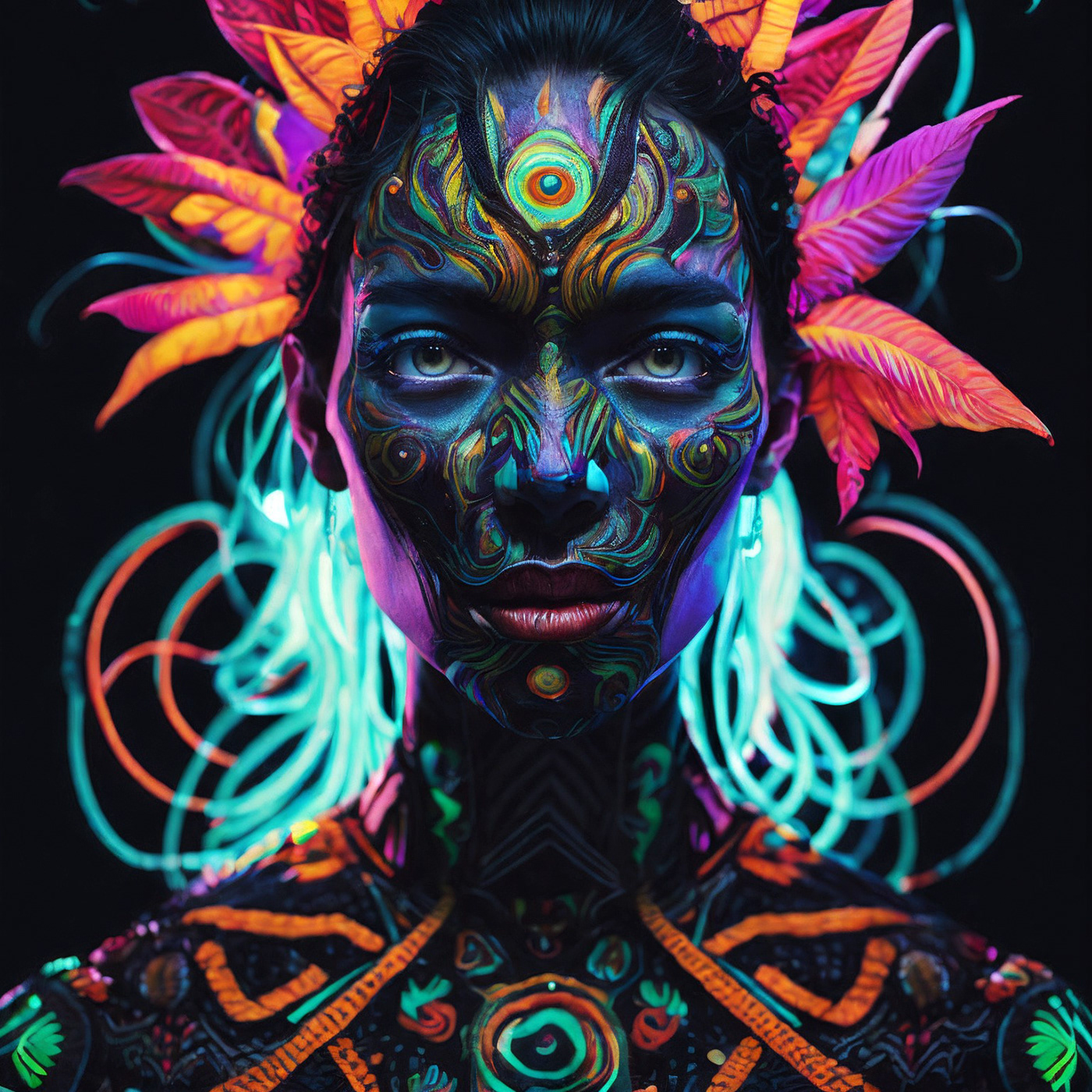 Digital Art  fantasy voodoo Magic   glow neonart darkmagic luminous sorcery UV