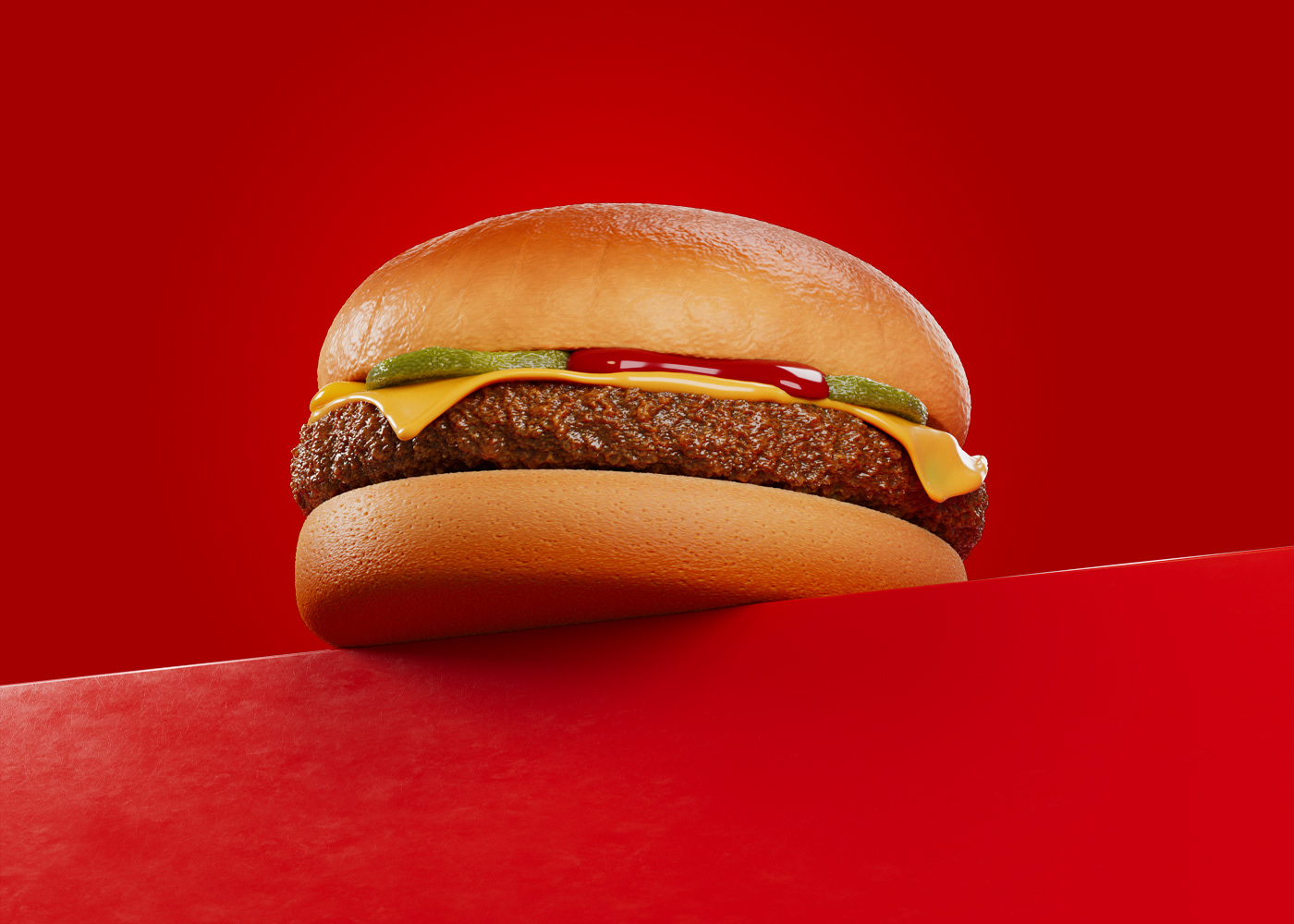 Cheeseburger burger CGI 3d food cgi burger McDonalds bread bakery Packaging Advertising 