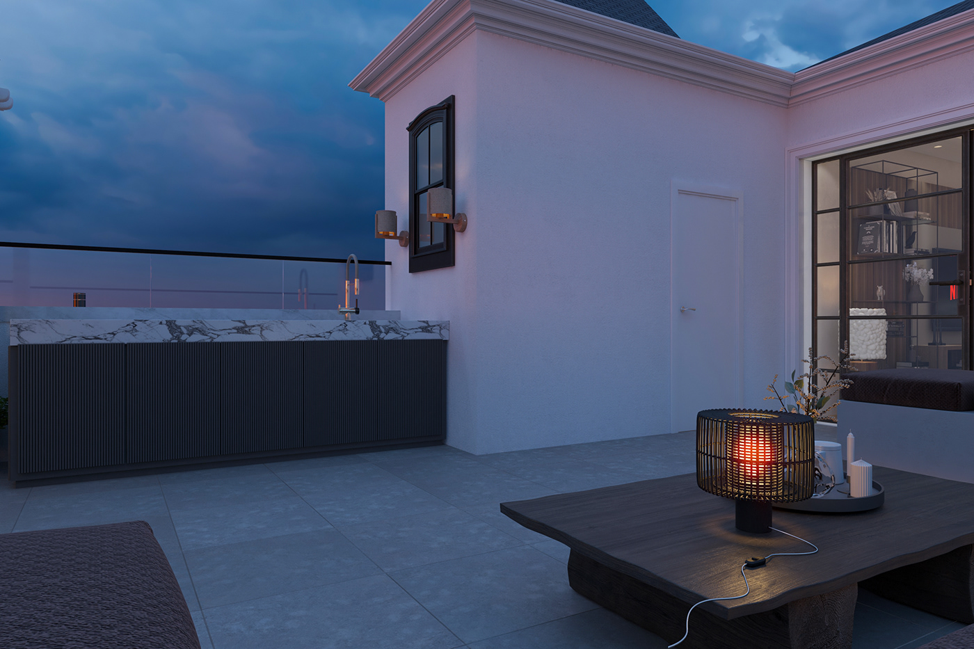 roof rooftop design Landscape garden exterior 3D Render
