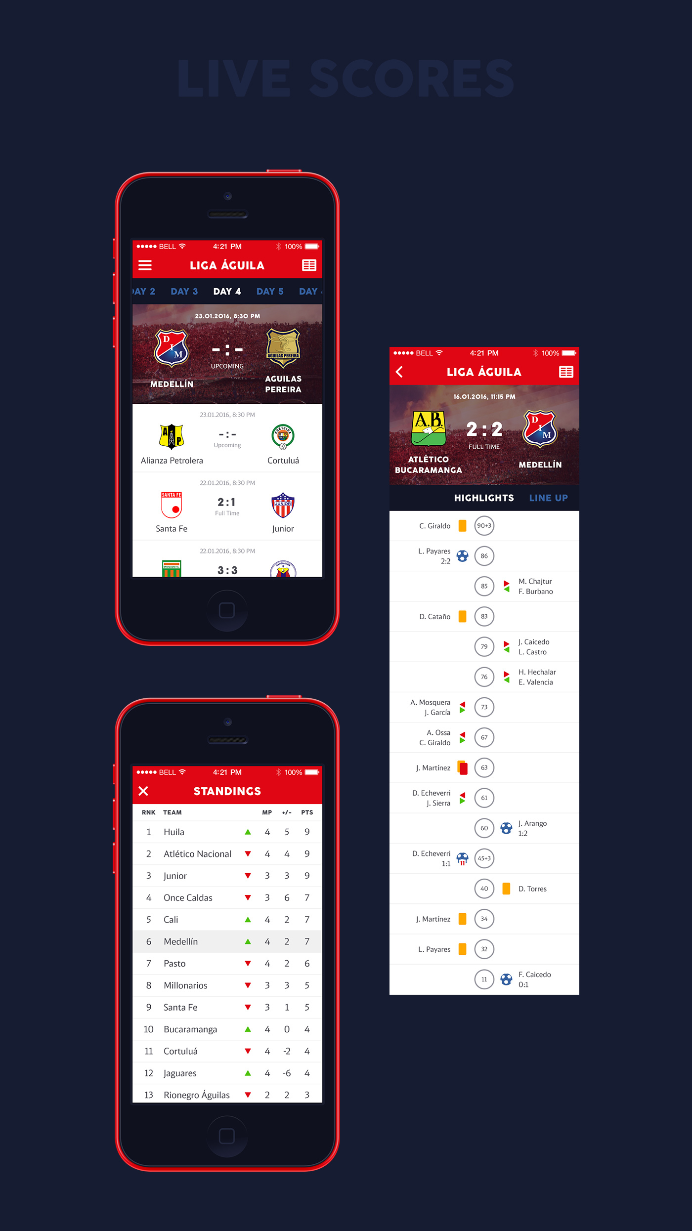 UI ux iphone app football soccer sport application mobile