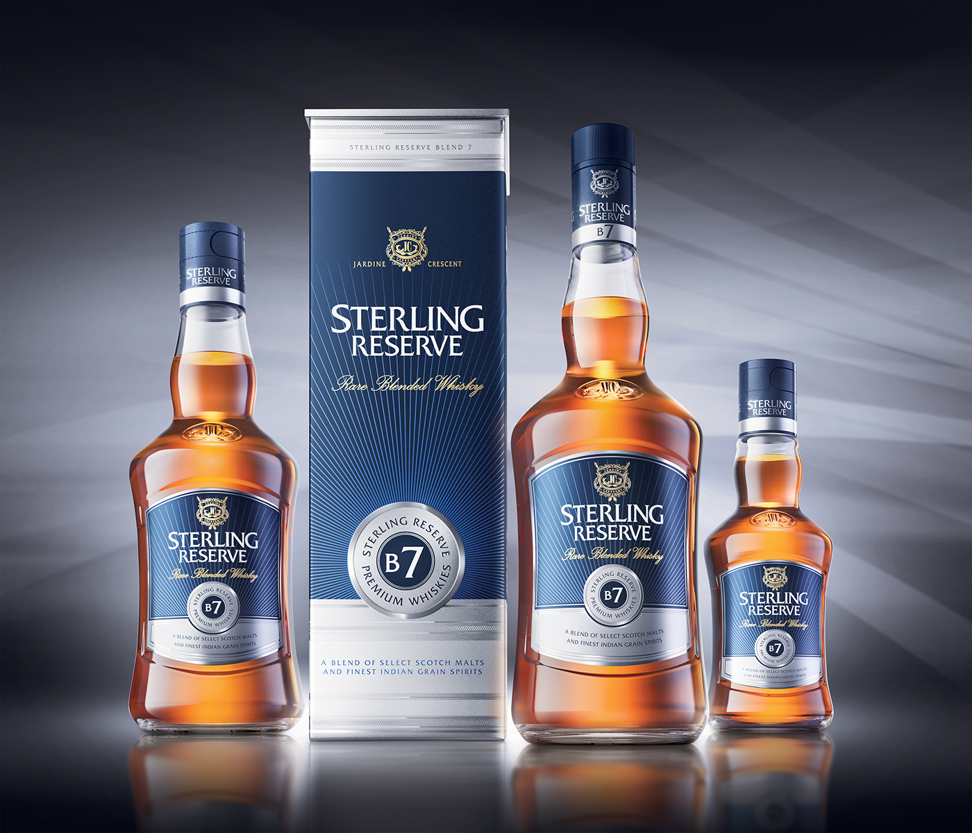 CGI alcohol beverage retouching  3D sterling reserve Whisky glass Liquid bottle