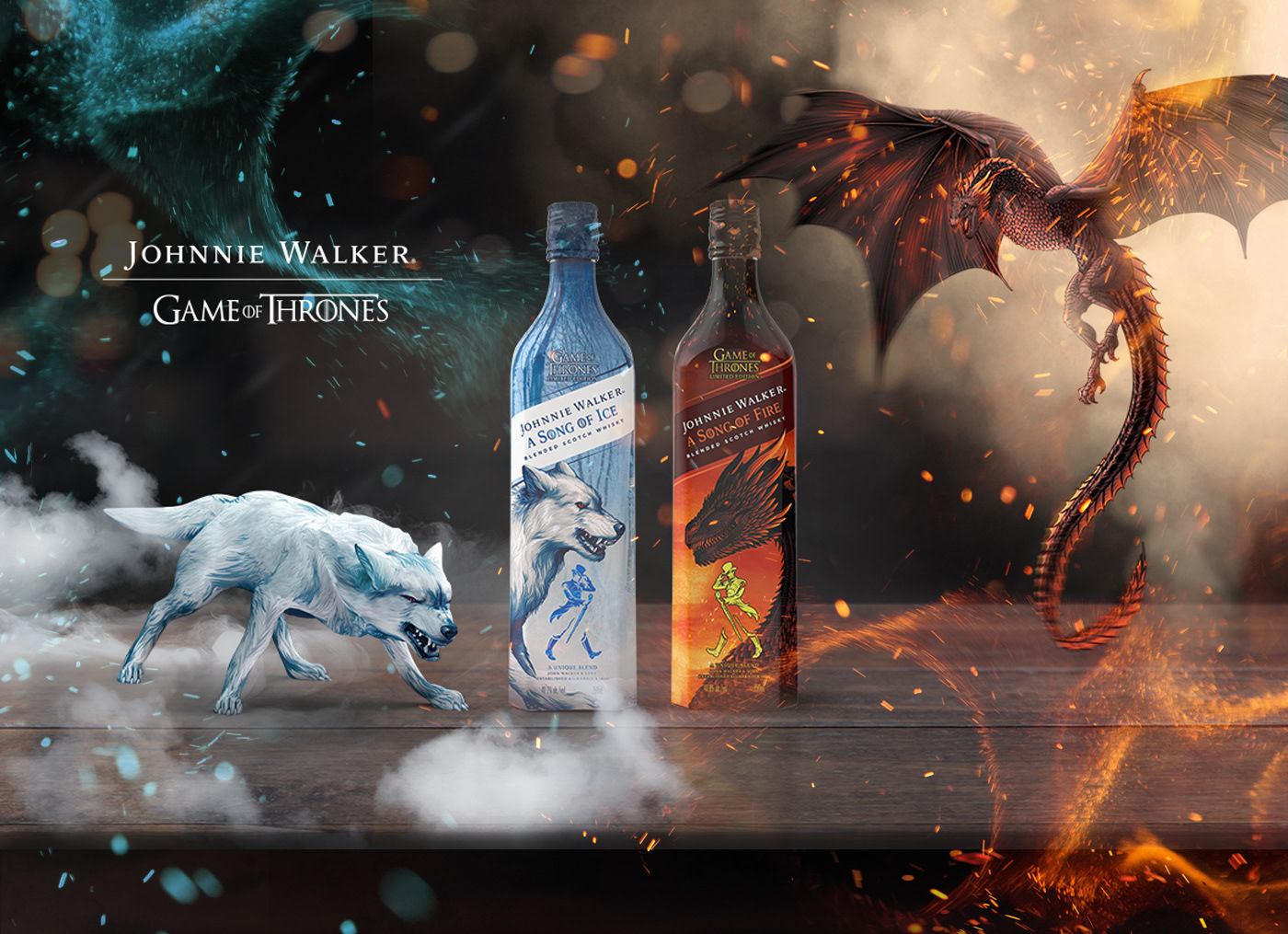 Game of Thrones Johnnie Walker augmented reality mobile web web ar dragon wolf Web Design  Advertising  Interaction design 