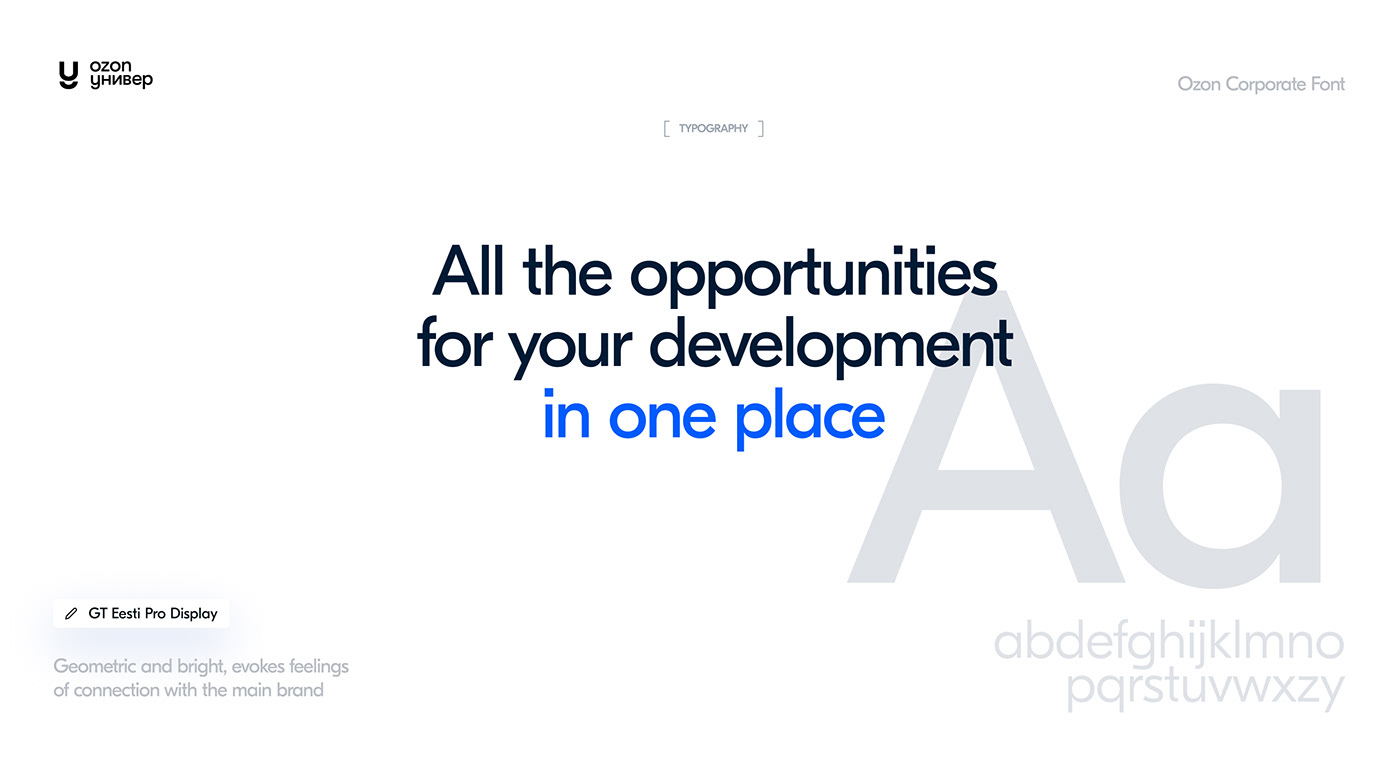 Typographic promotional material for Ozon University with the message "All the opportunities for you