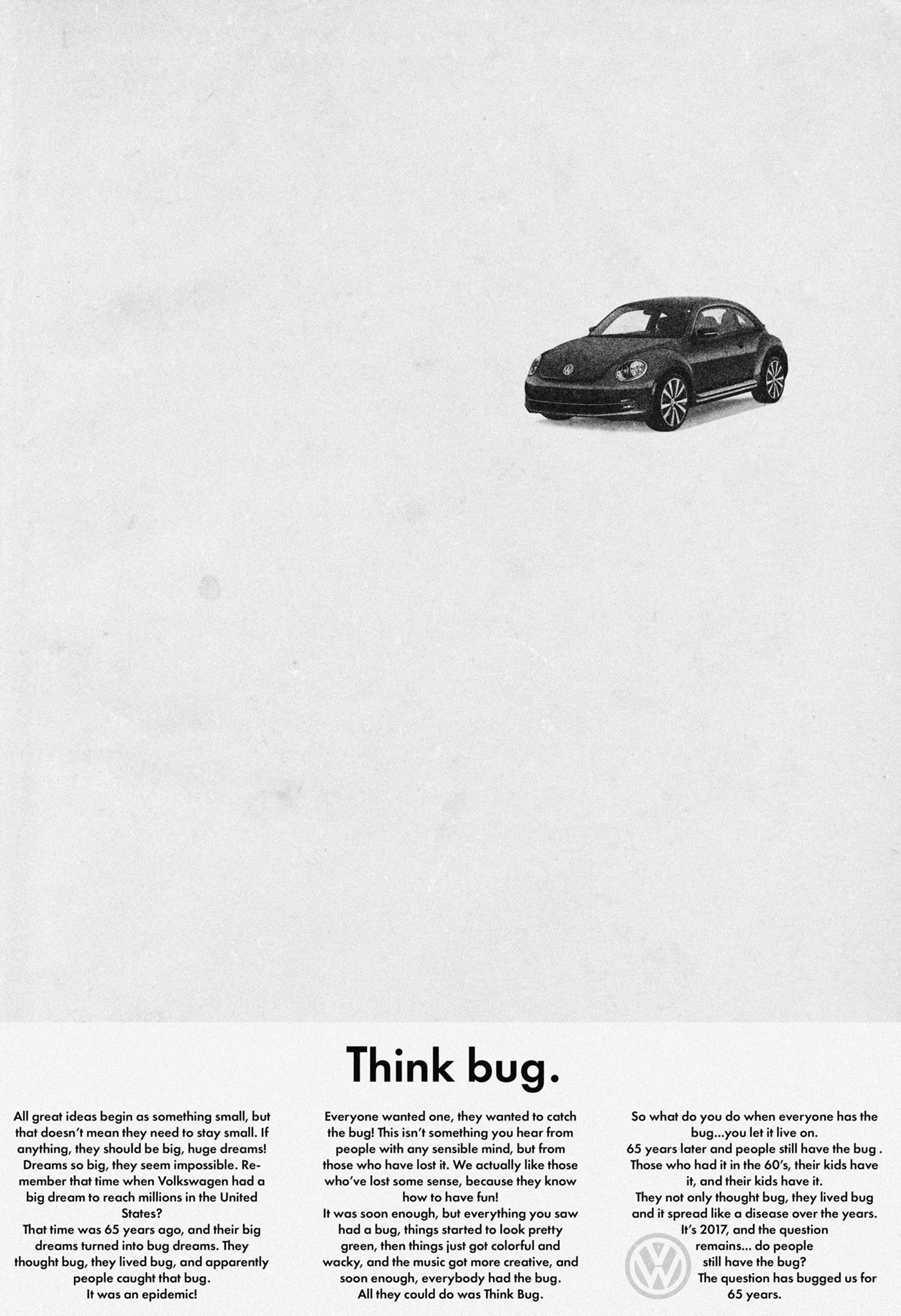 volkswagen beetle car Advertising  vintage Throwback homage german design print