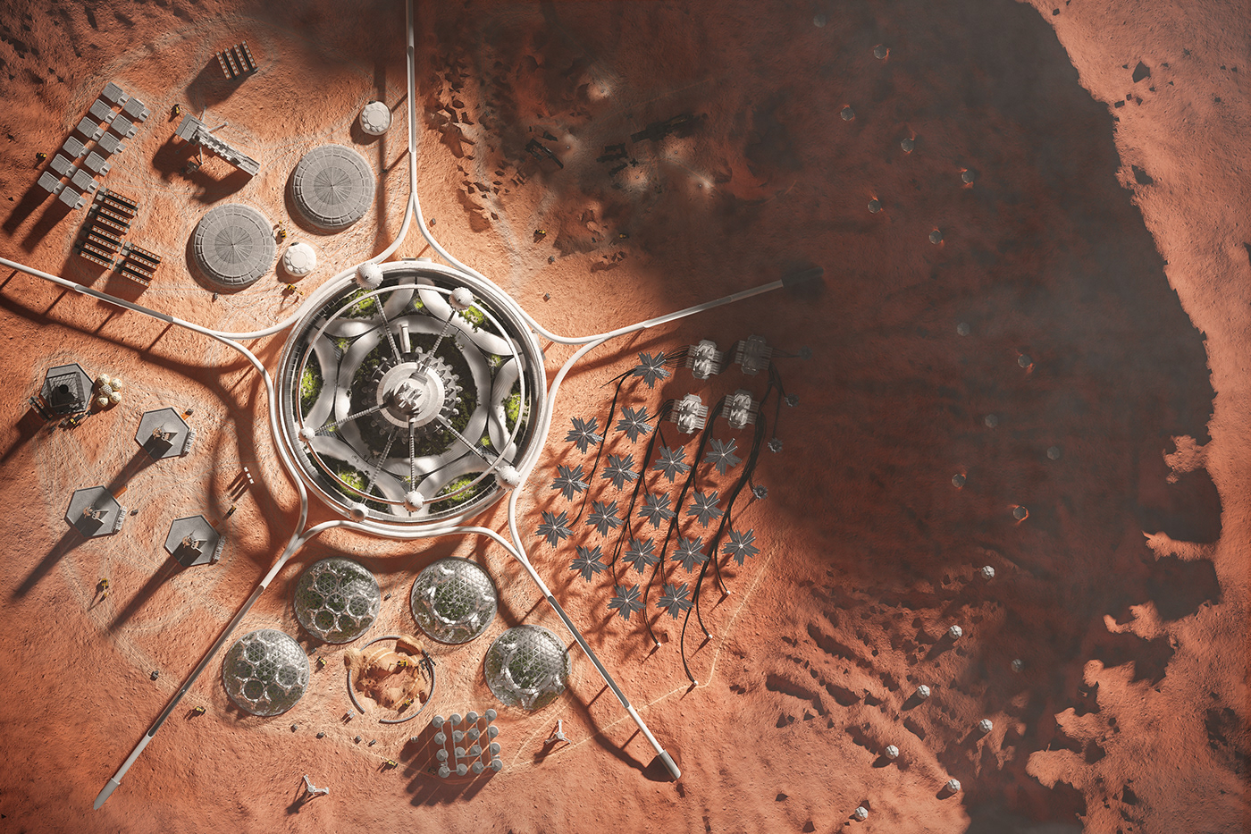 3D CG CGI city colonization mars Render Scifi Space  visualisation