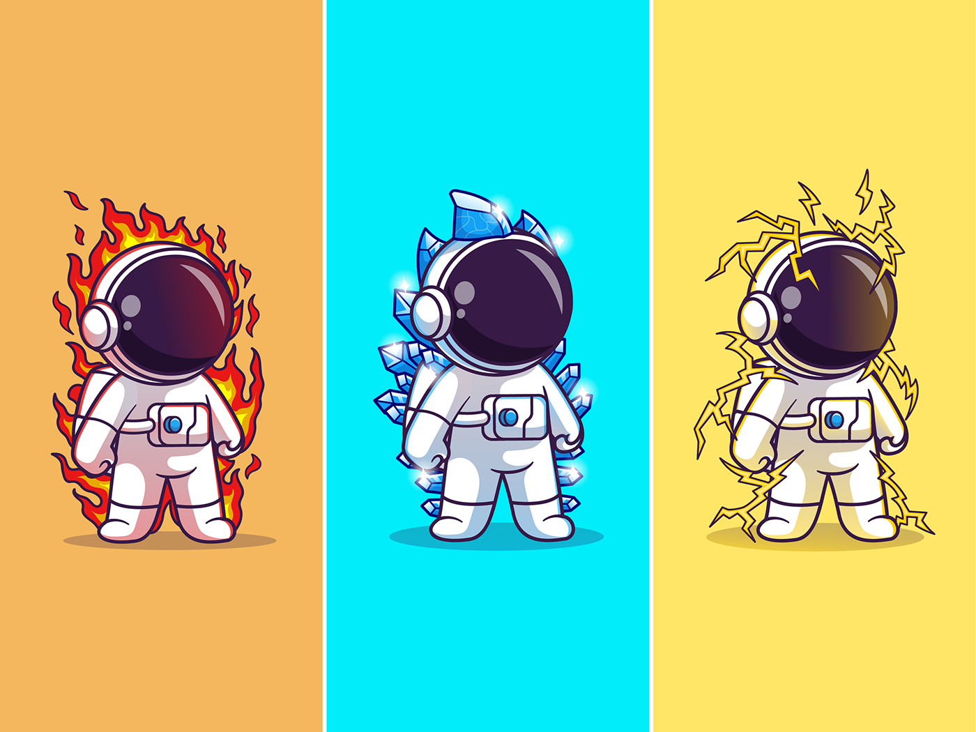 astronaut electricity element fire ice Icon ILLUSTRATION  logo Space  symbol