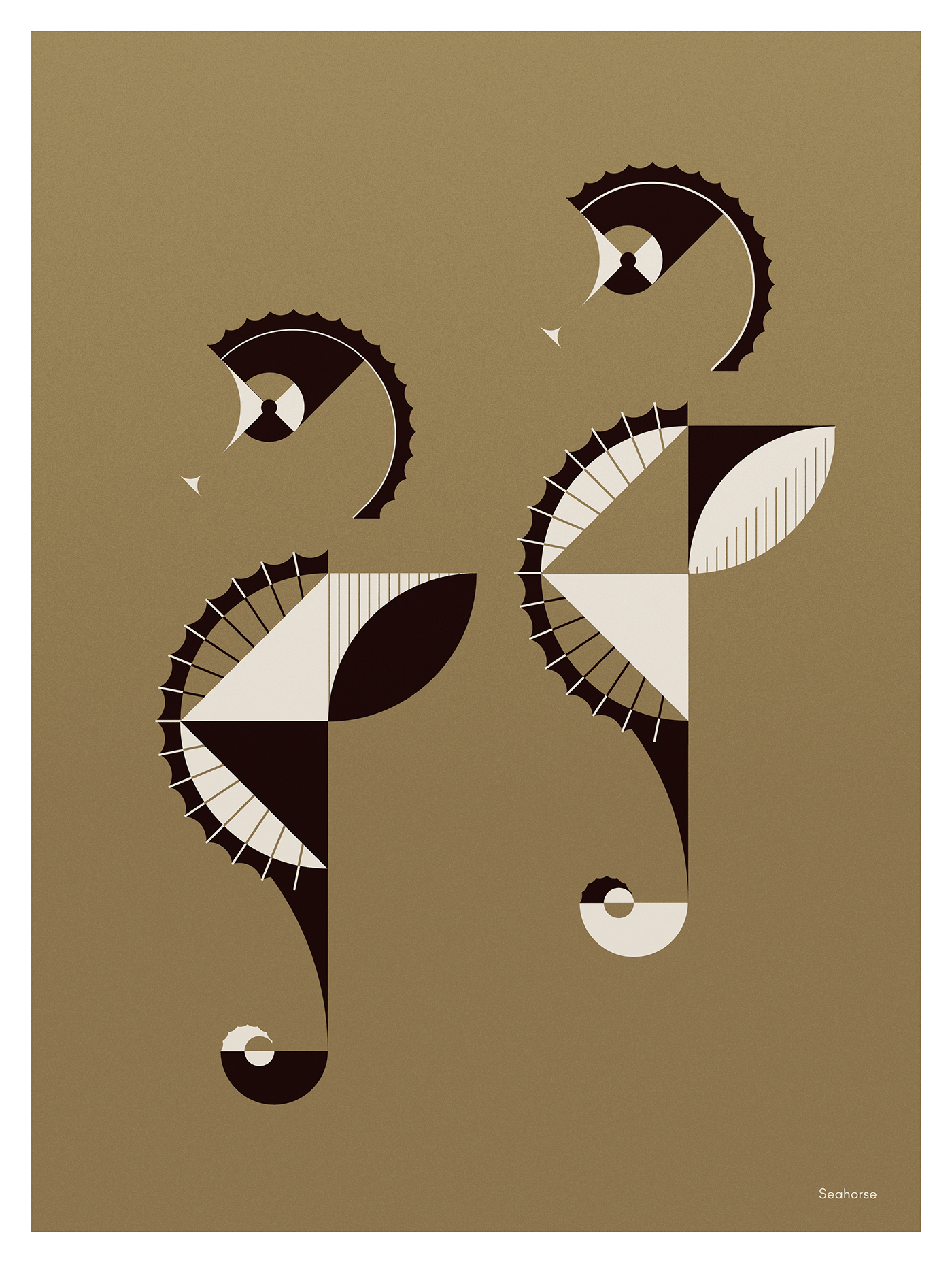 Golden animals, poster series from Studio Soleil, that created for a various of projects. Seahorses.