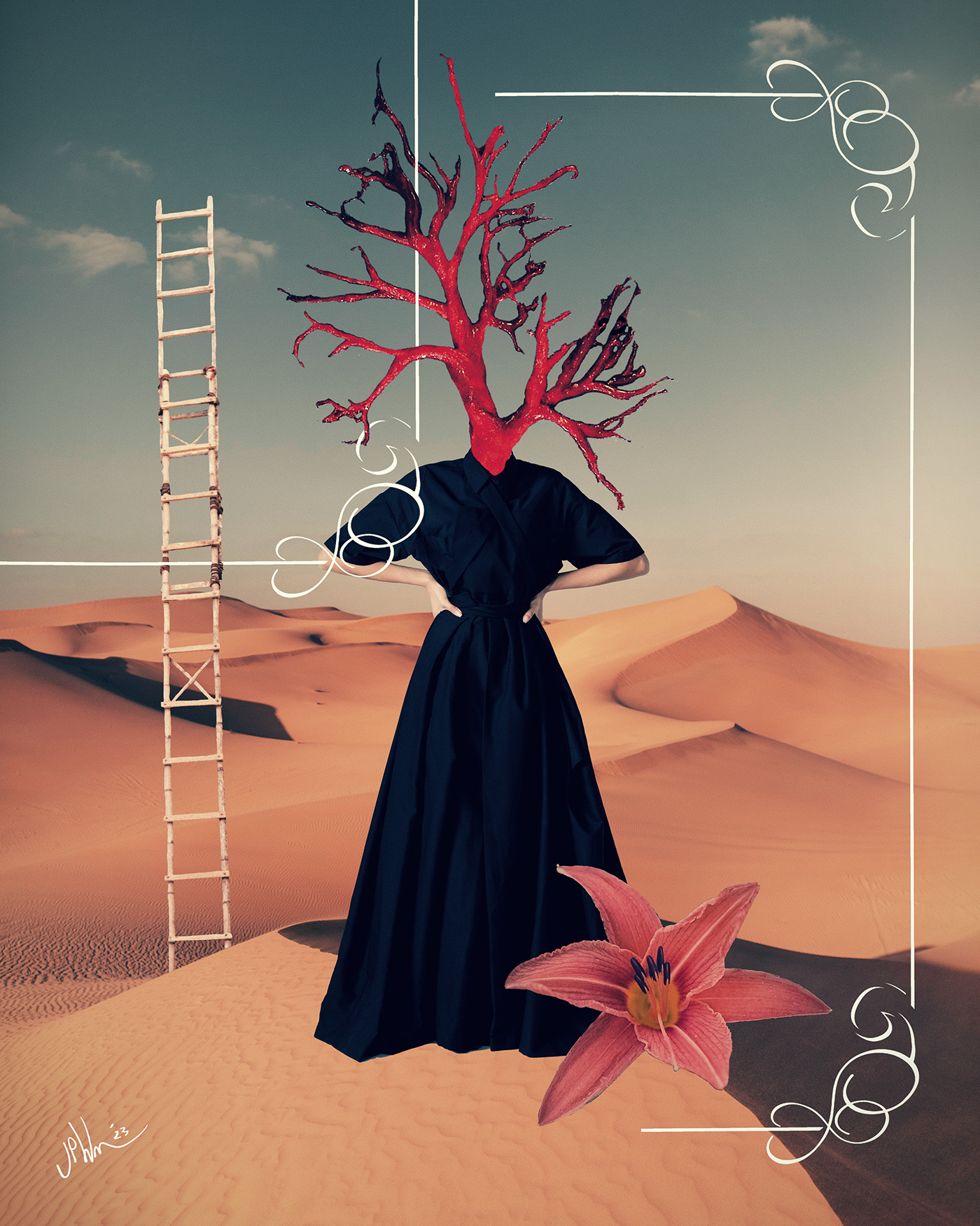 collage Digital Art  Digital Collage art surrealism ladder CLOT desert