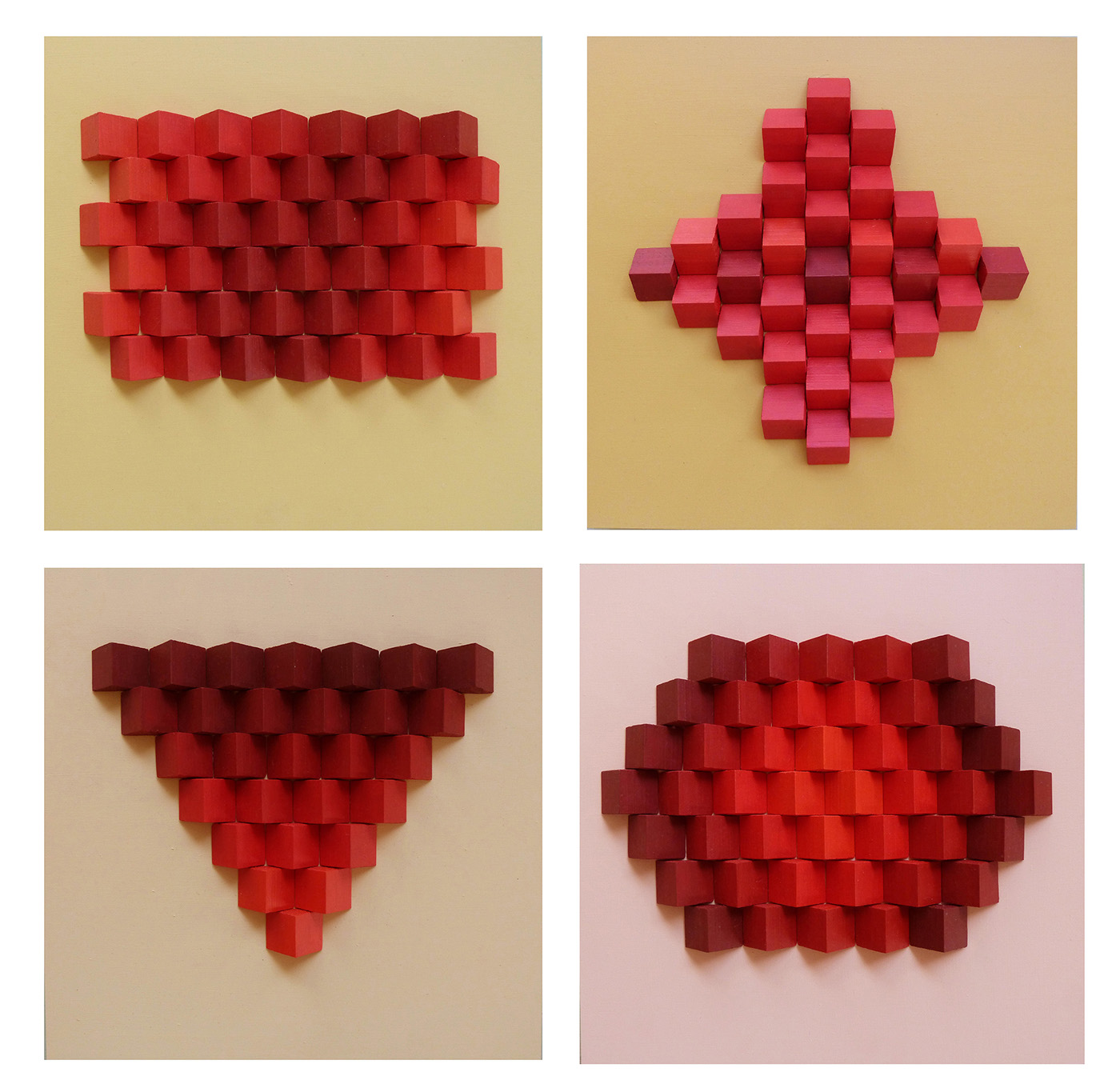 minimal art geometrical art wood 3D dinamic simple colorful objects