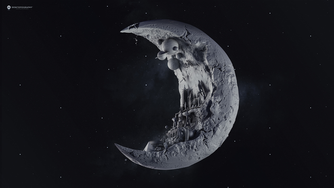 carving digital luna moon planet sci-fi Sculpt sculpture Space  Zbrush