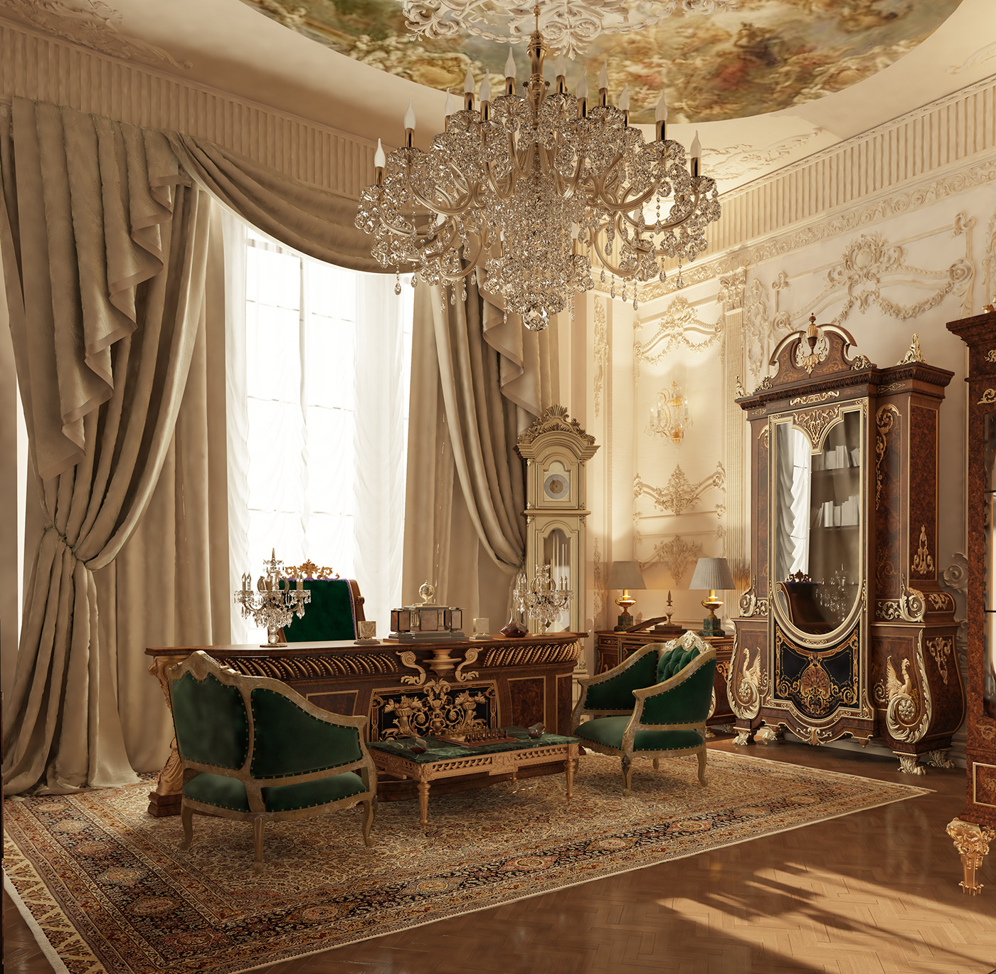 3D 3d max architecture baroque Classic french classic  graduation interior design  palace Project