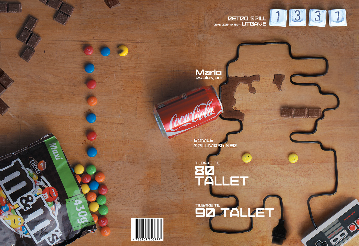 Retro gaming mario zelda Pacman Candy magazine cover game Gaming design playfull school assignment Retro Fun
