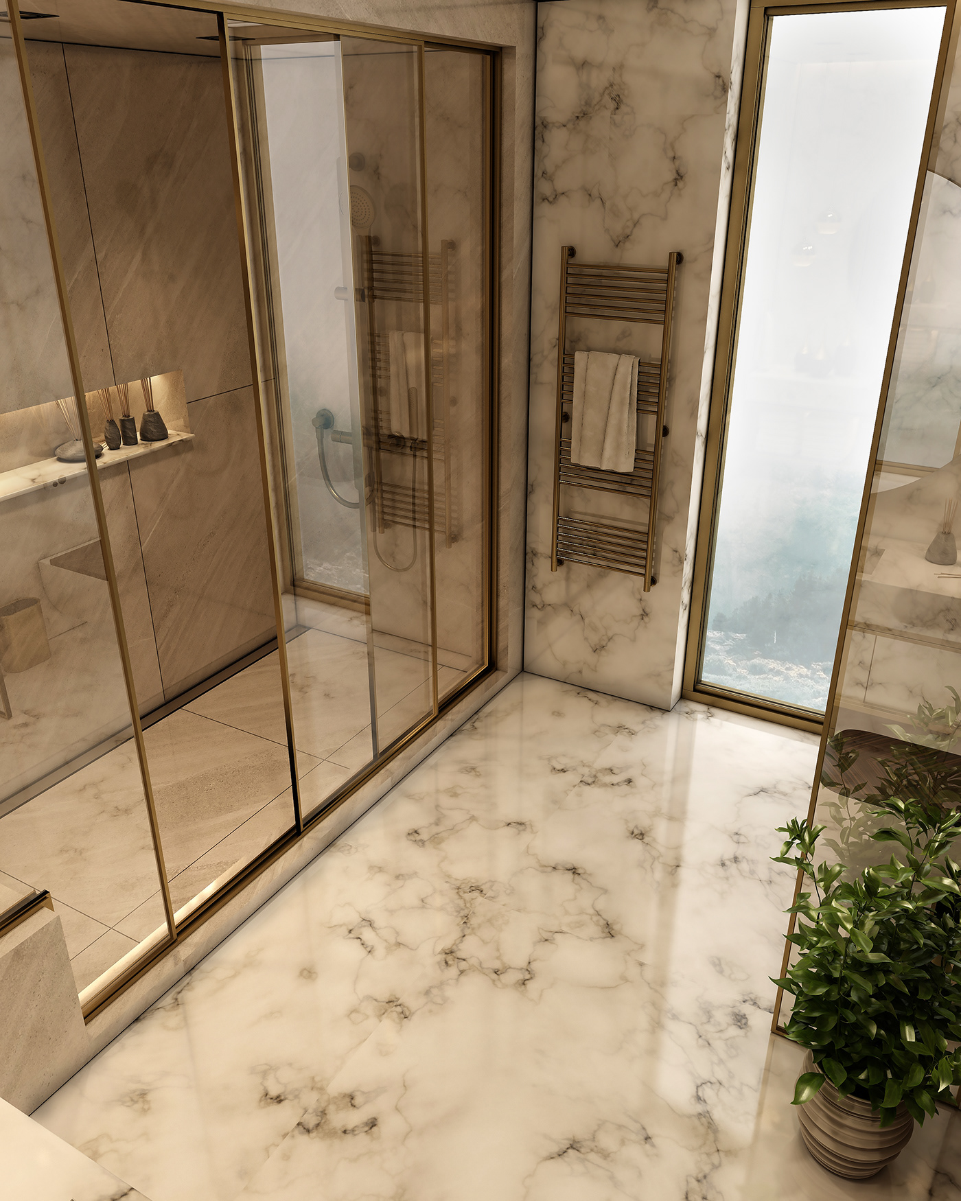 interior design  bathroom modern Villa toilet 3D architecture Render visualization vray
