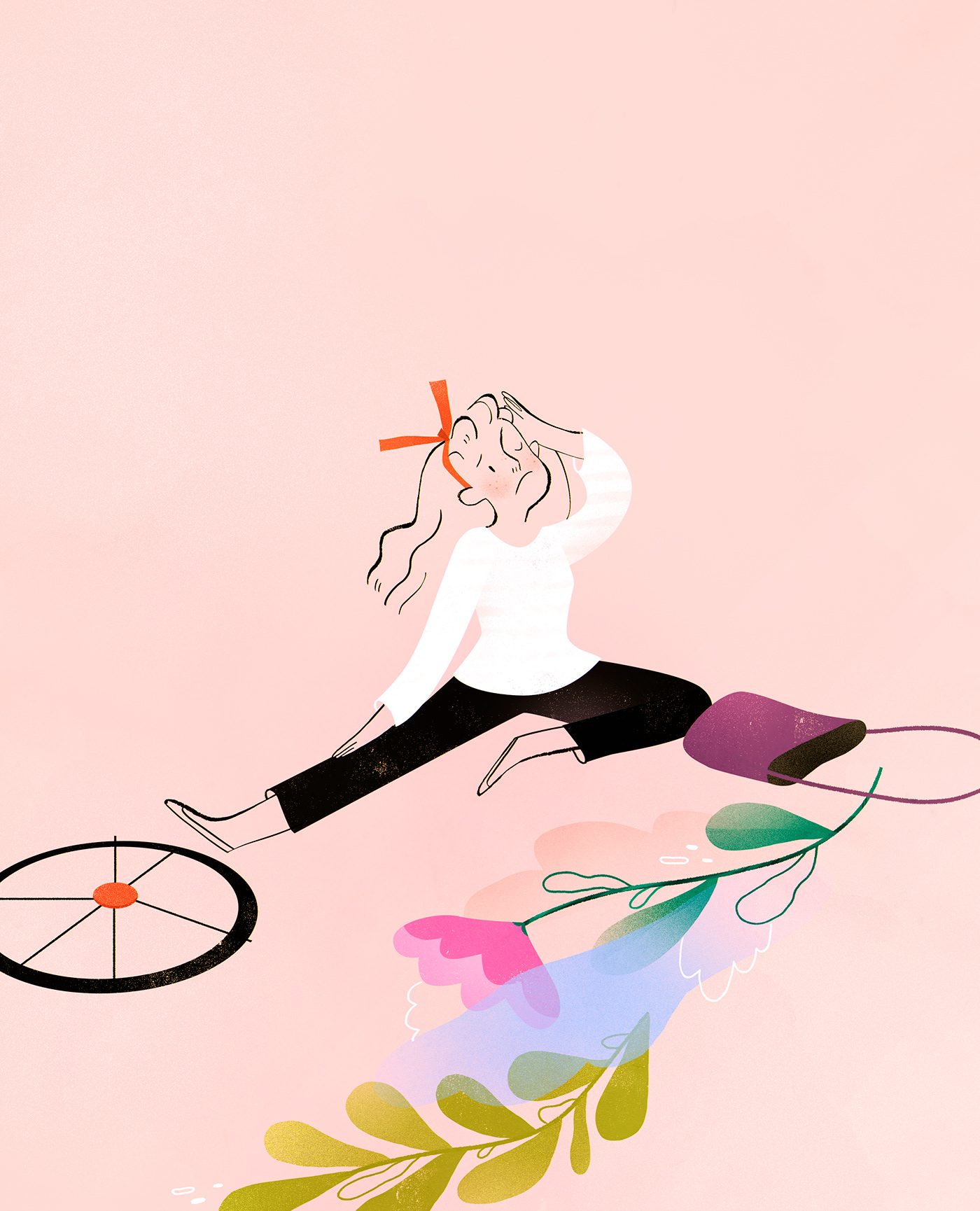 Bicycle Bike editorial Flowers garden girl